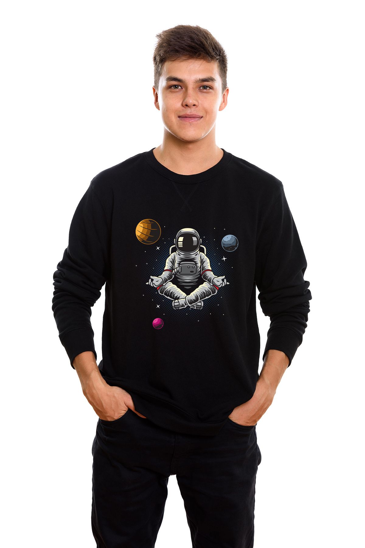 ADA BEBEK ÇOCUK Pamuklu Yogacı Astronot Tarz Erkek Sweatshirt