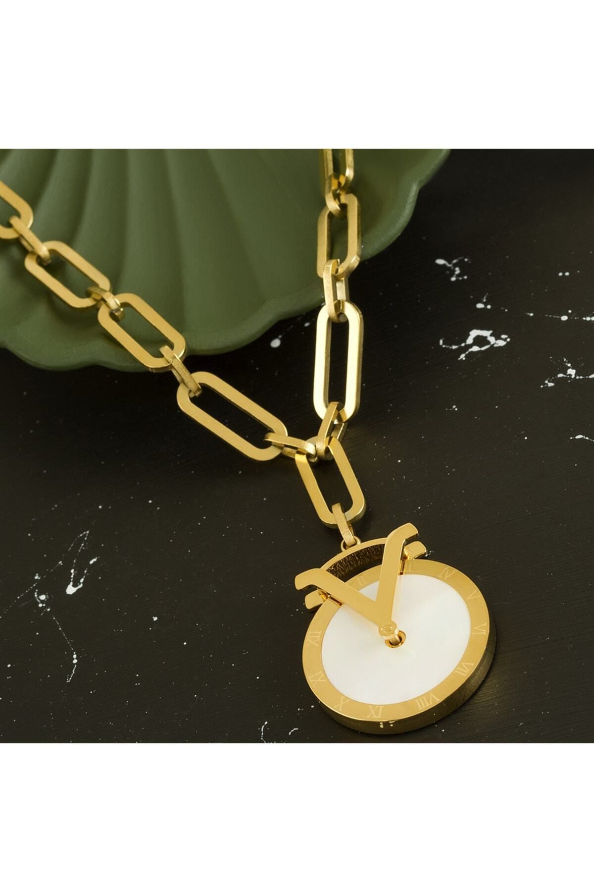 FASHİON JEWELRY Unisex Gold Madalyon Marka Tasarım Çelik Sembol Kolye