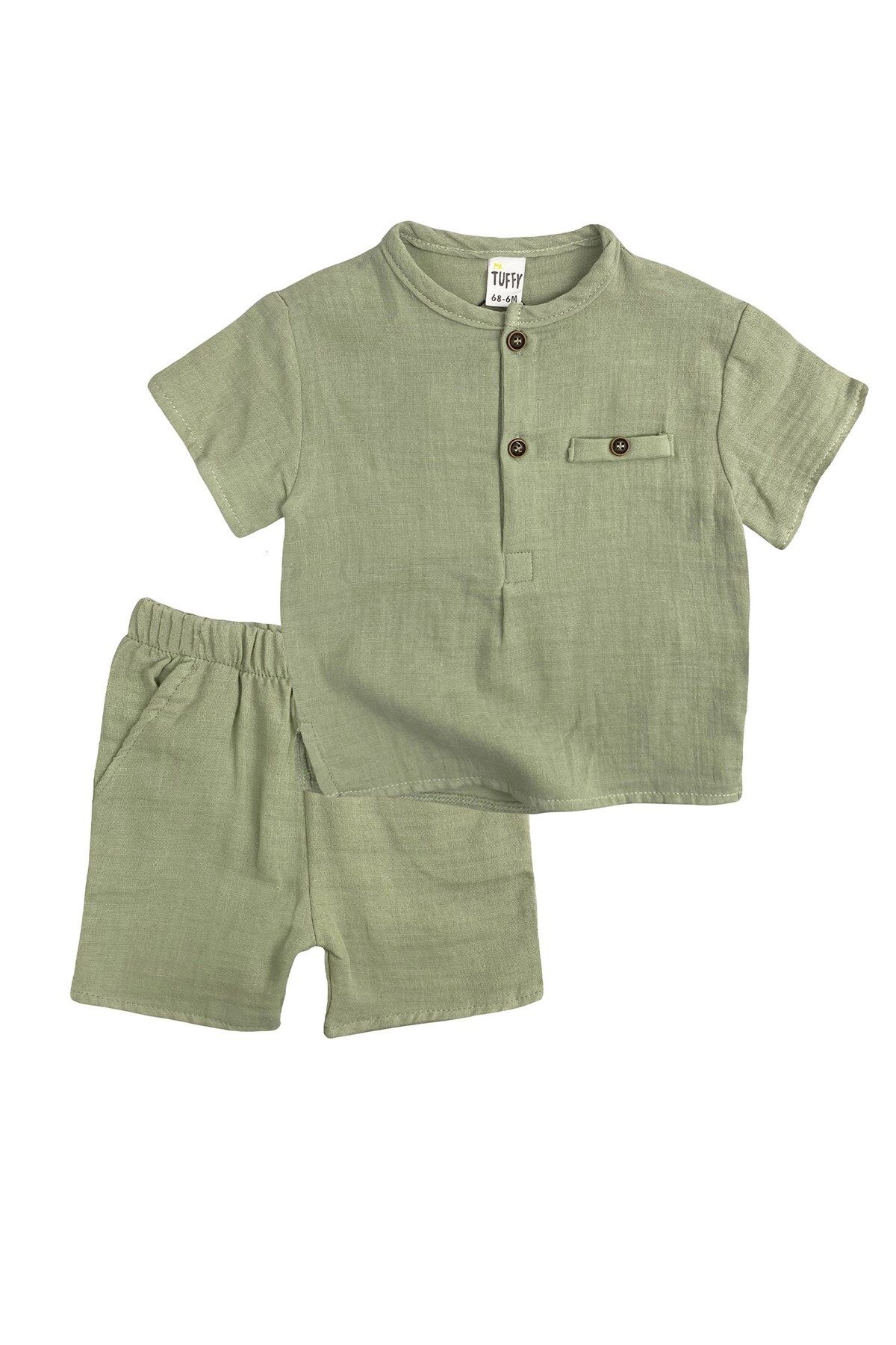 Tuffy Kids Müslin Şortlu Erkek Bebek Takım Yeşil