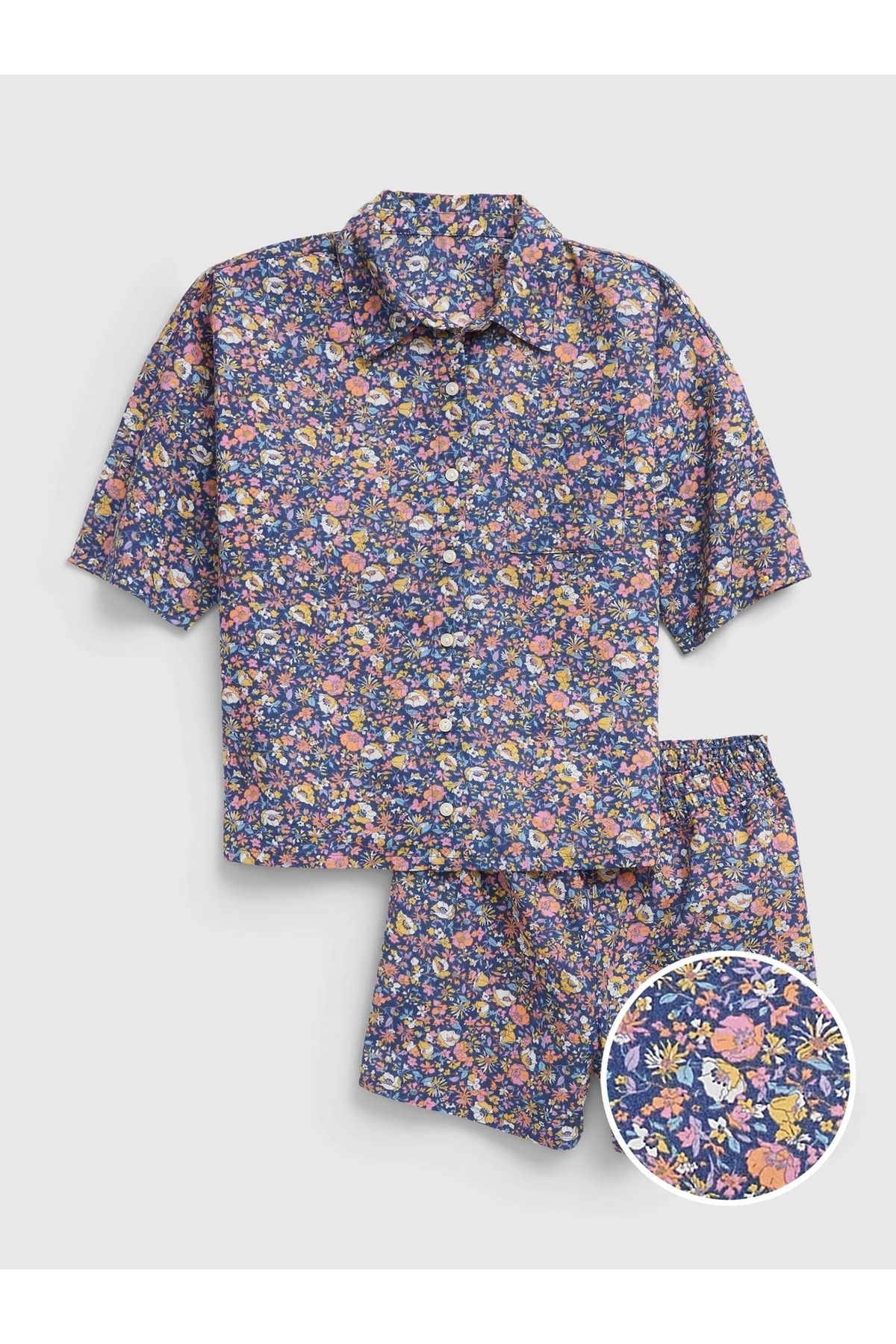 GAP Kız Çocuk Çok Renkli %100 Geri Dönüştürülmüş Çiçek Desenli Pijama Takımı