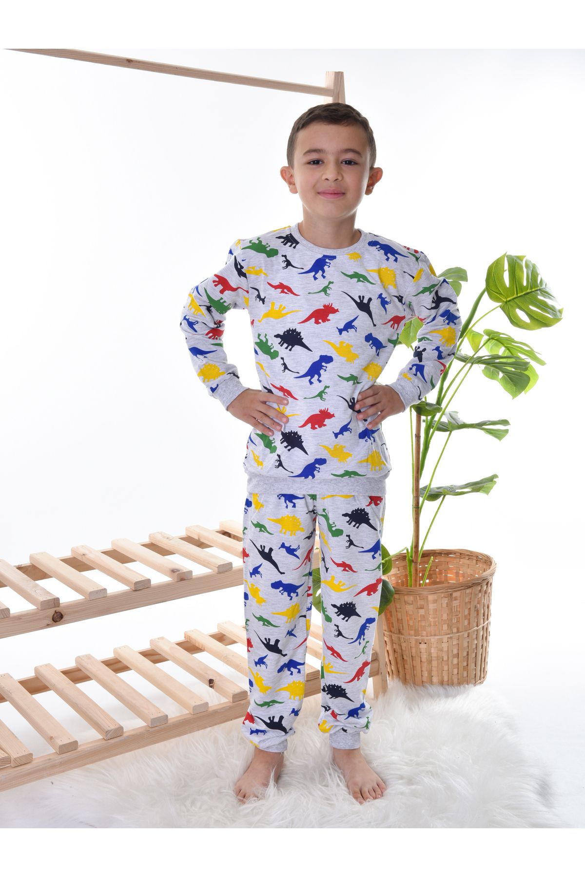 TUGSE Dinozor Baskılı Çocuk Pijama Takımı
