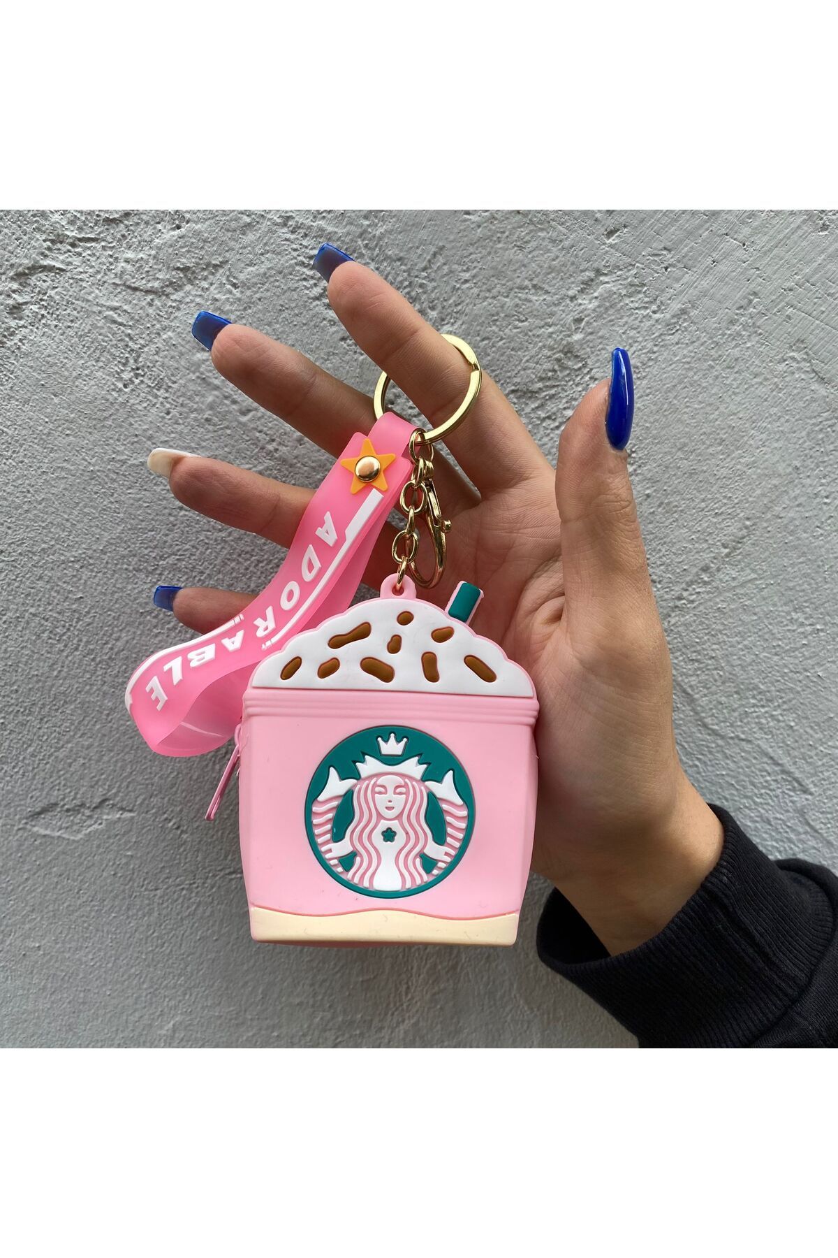 Köstebek Pembe Starbucks Adorable Silikon Bozuk Para Cüzdanı