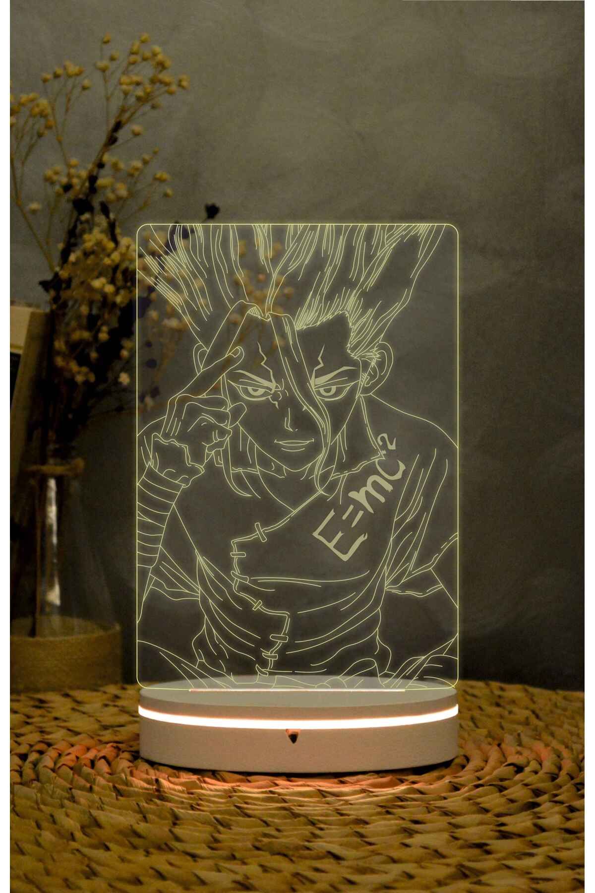 Yubi Design Senku İshigami , Dr. Stone - 3 boyutlu led lamba 16 renk dekoratif anime gece lambası 3D