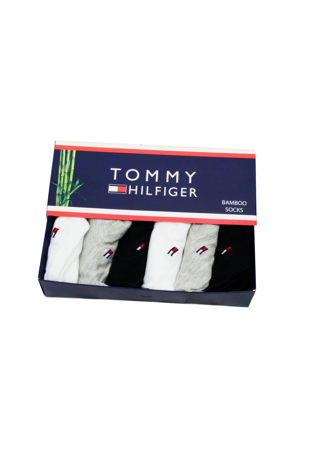 Tommy Hilfiger Unisex Topuk Bambu Çorap 6"Lı Set  6 Çift