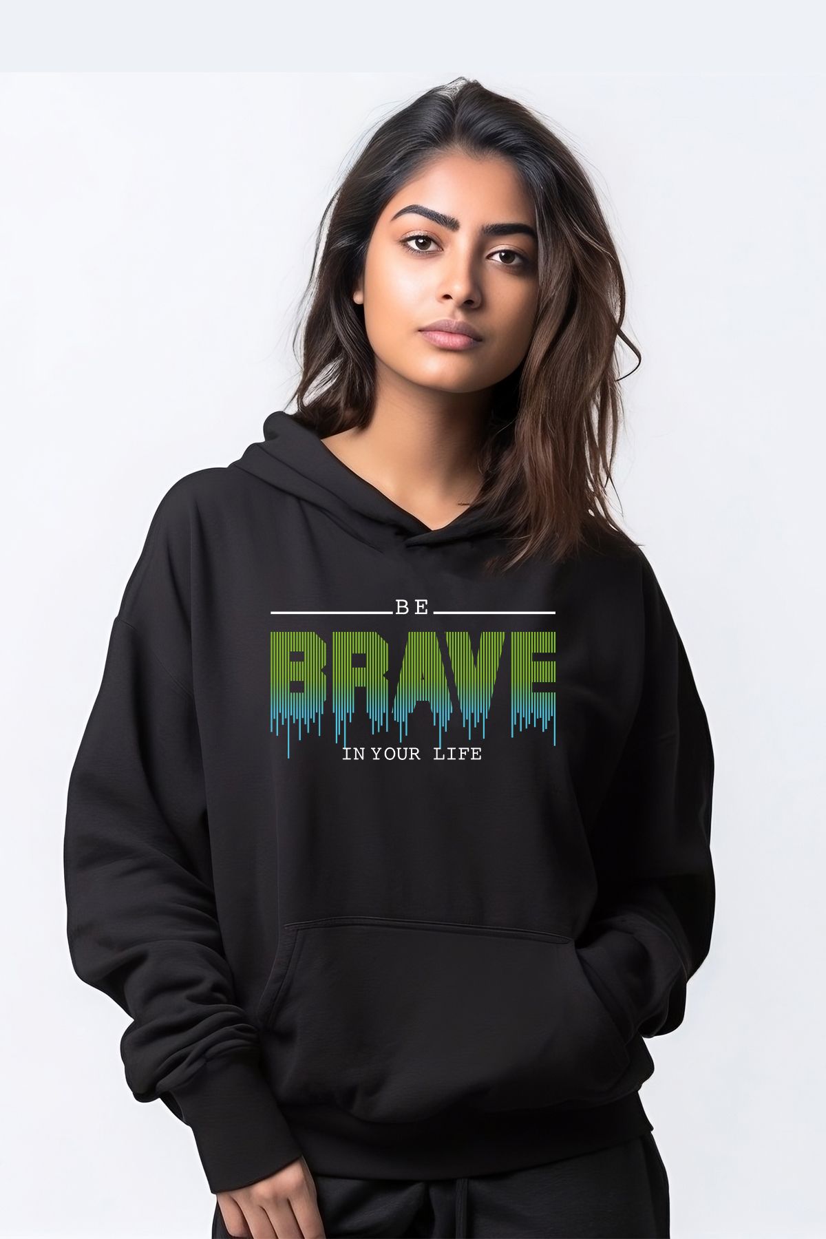 ADA BEBEK ÇOCUK Brave In Your Life Tarz Kapşonlu Kadın Sweatshirt