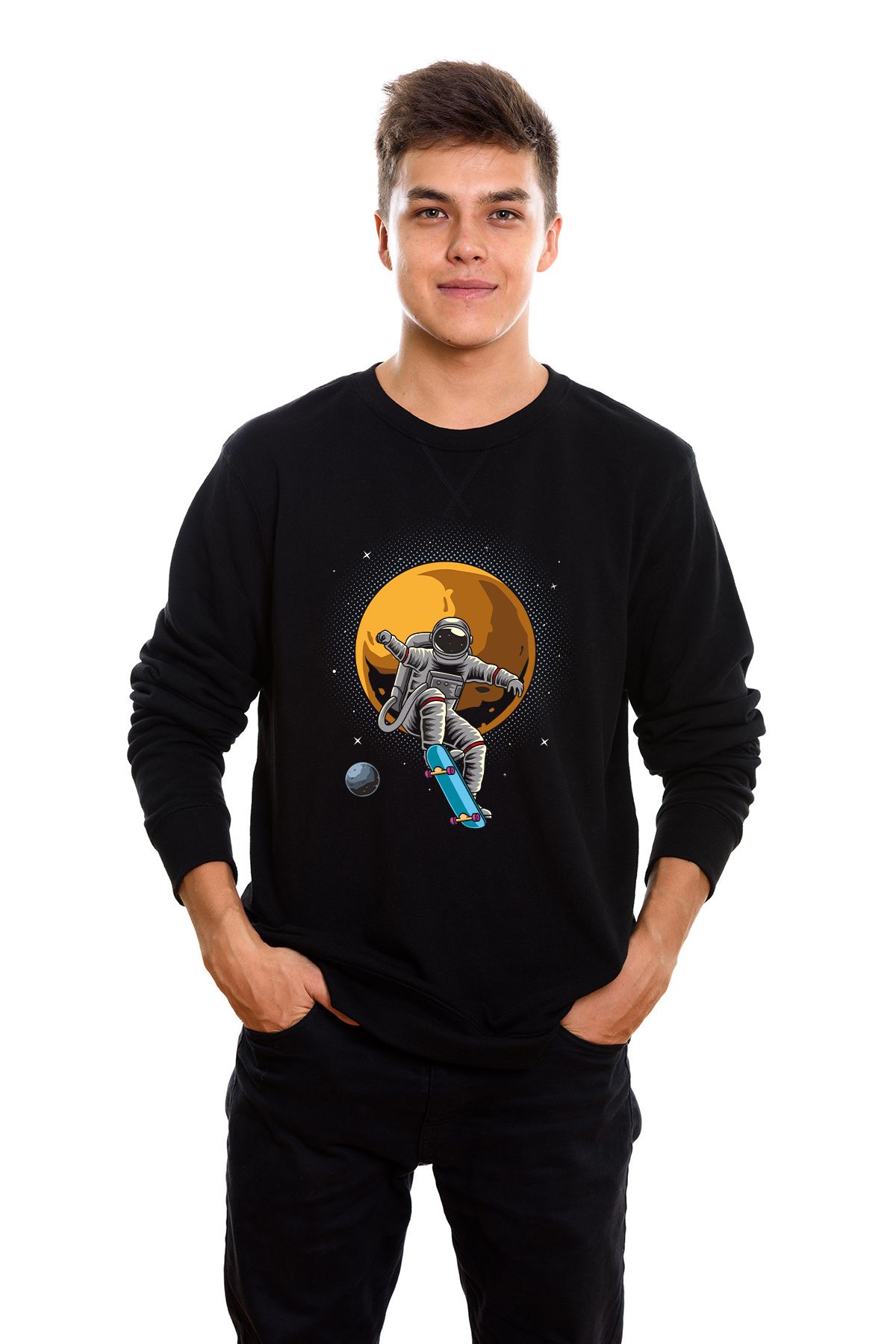 ADA BEBEK ÇOCUK Pamuklu Maceracı Astronot Tarz Erkek Sweatshirt