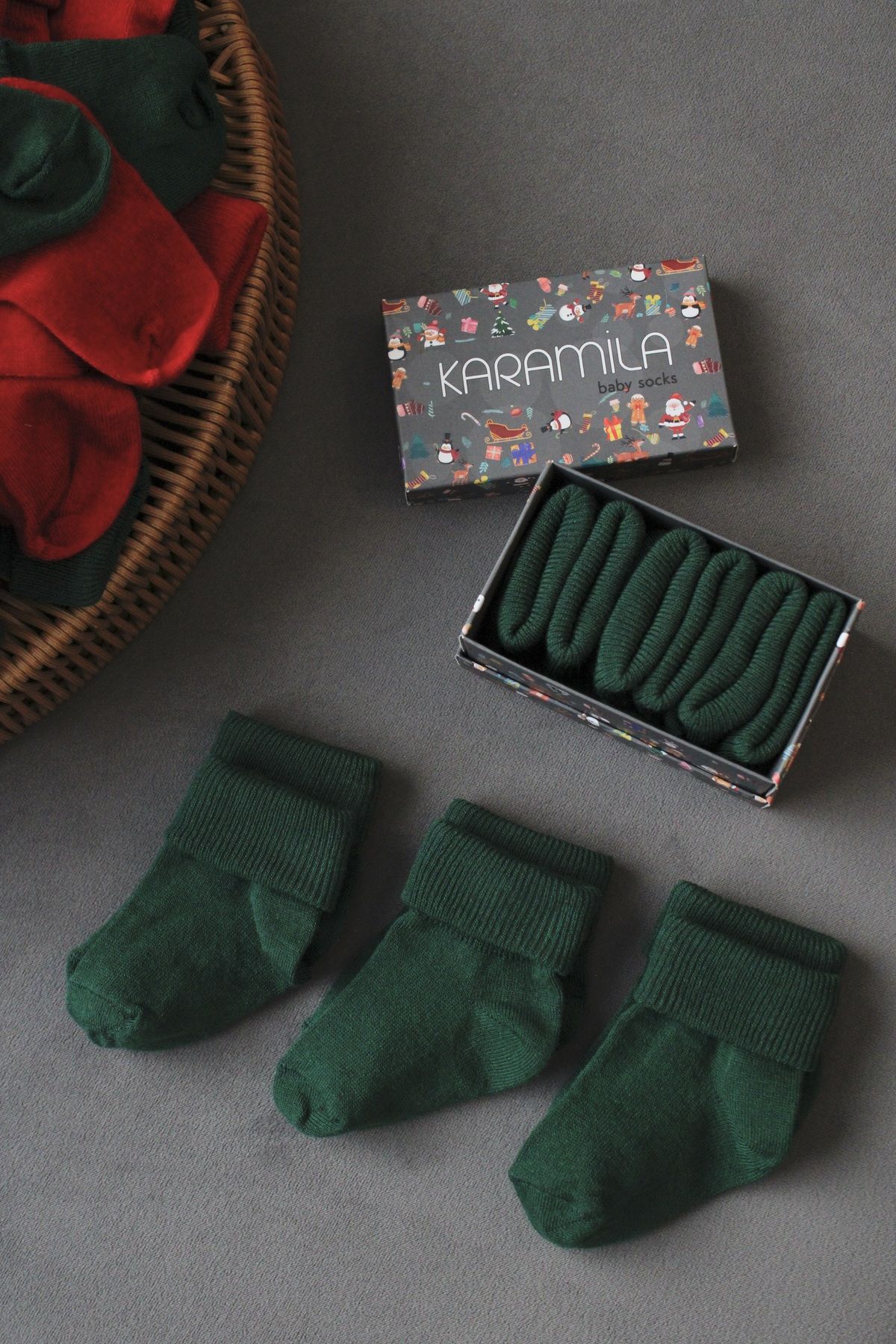 KARAMİLA 3' Lü Set Bambu Bebek Çorap - Yılbaşı Özel Kutulu Yılbaşı Özel Koleksiyon