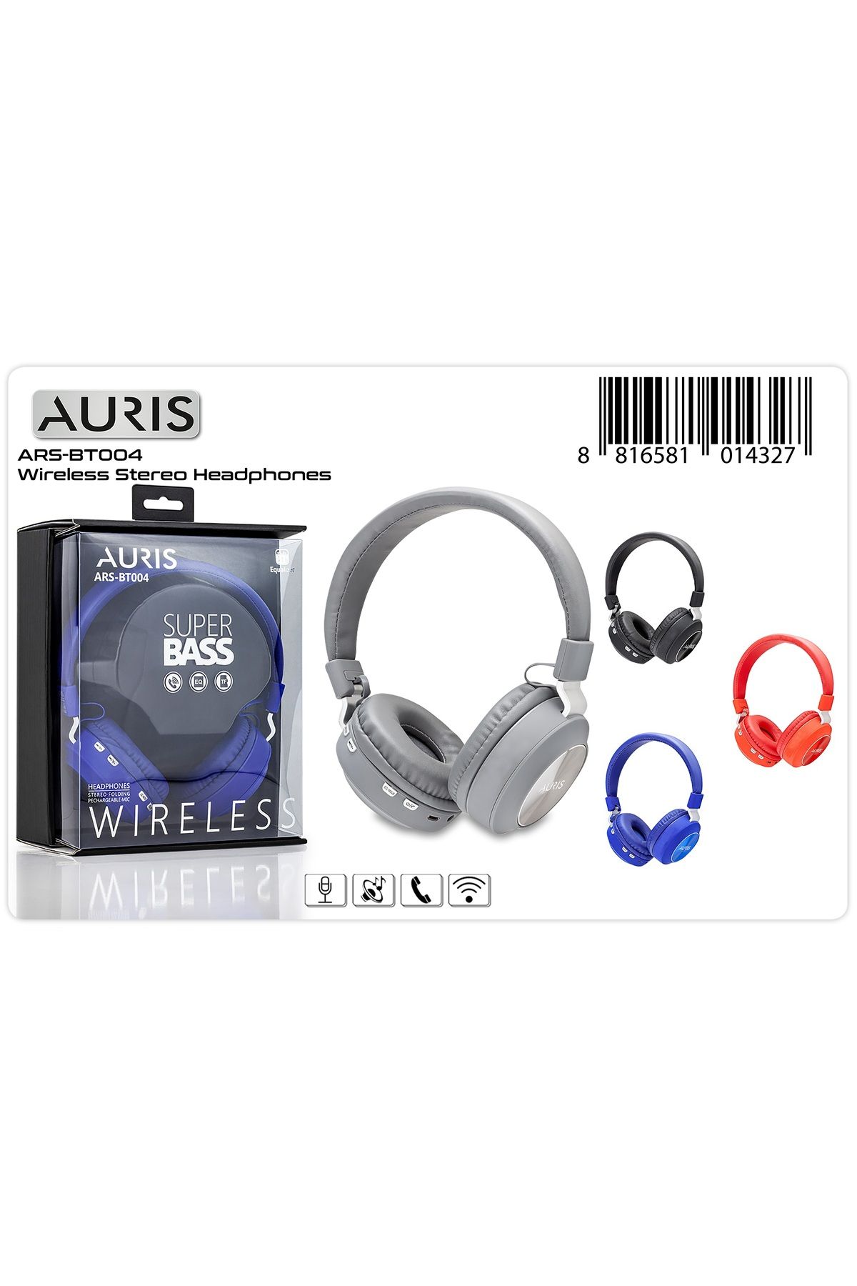 Auris BT-004 Kulak Üstü Bluetooth Kulaklık SuperBass Özellikli