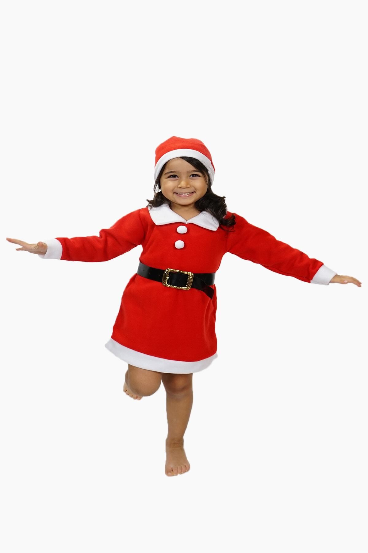 DENİTO Kız Çocuk Noel Elbise Noel Baba Kıyafeti Kostümü Yılbaşı 1-9 Yaş