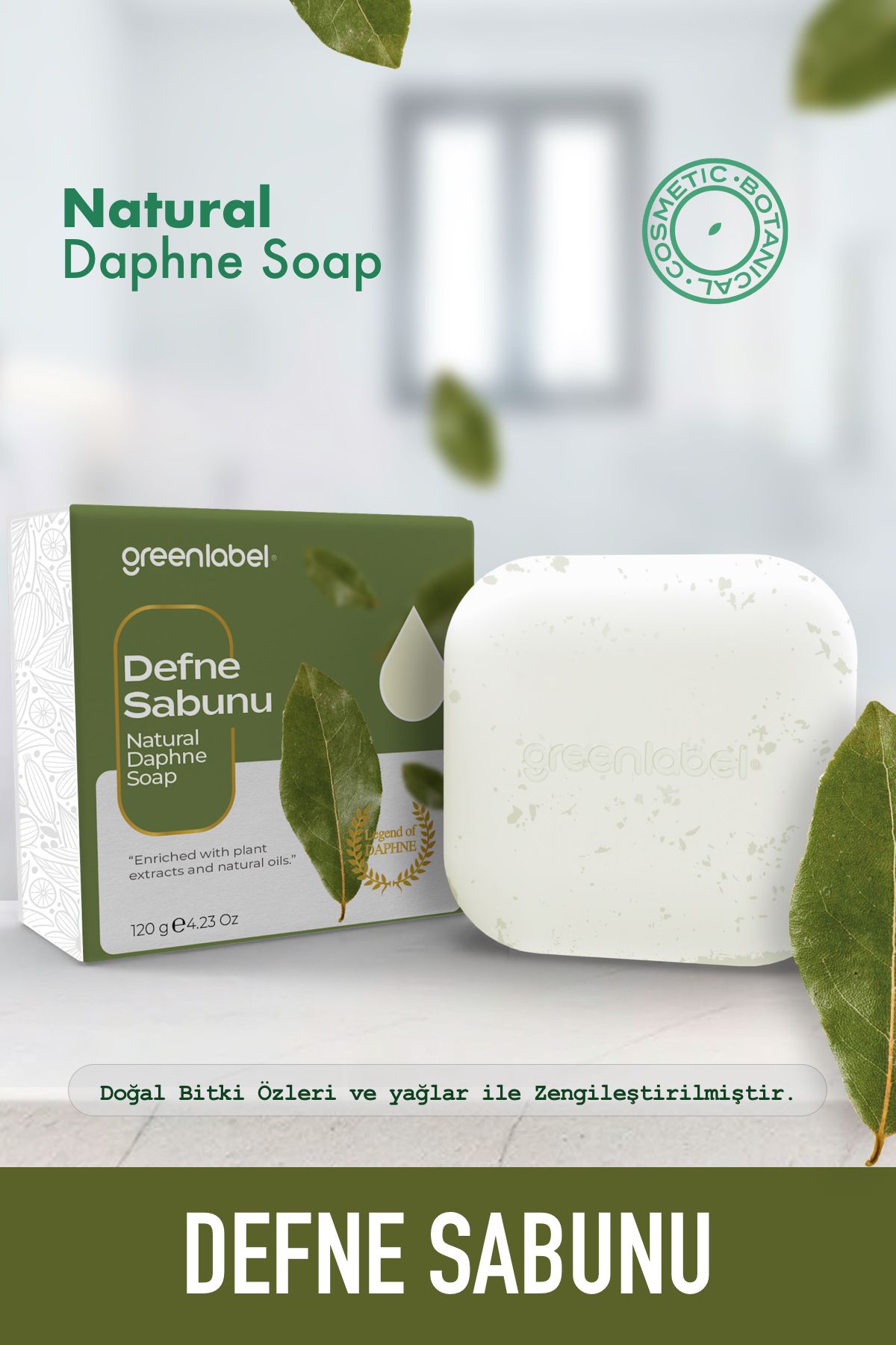 Green Label Defne Sabunu Natural Saç Ve Cilt Için 120gr.