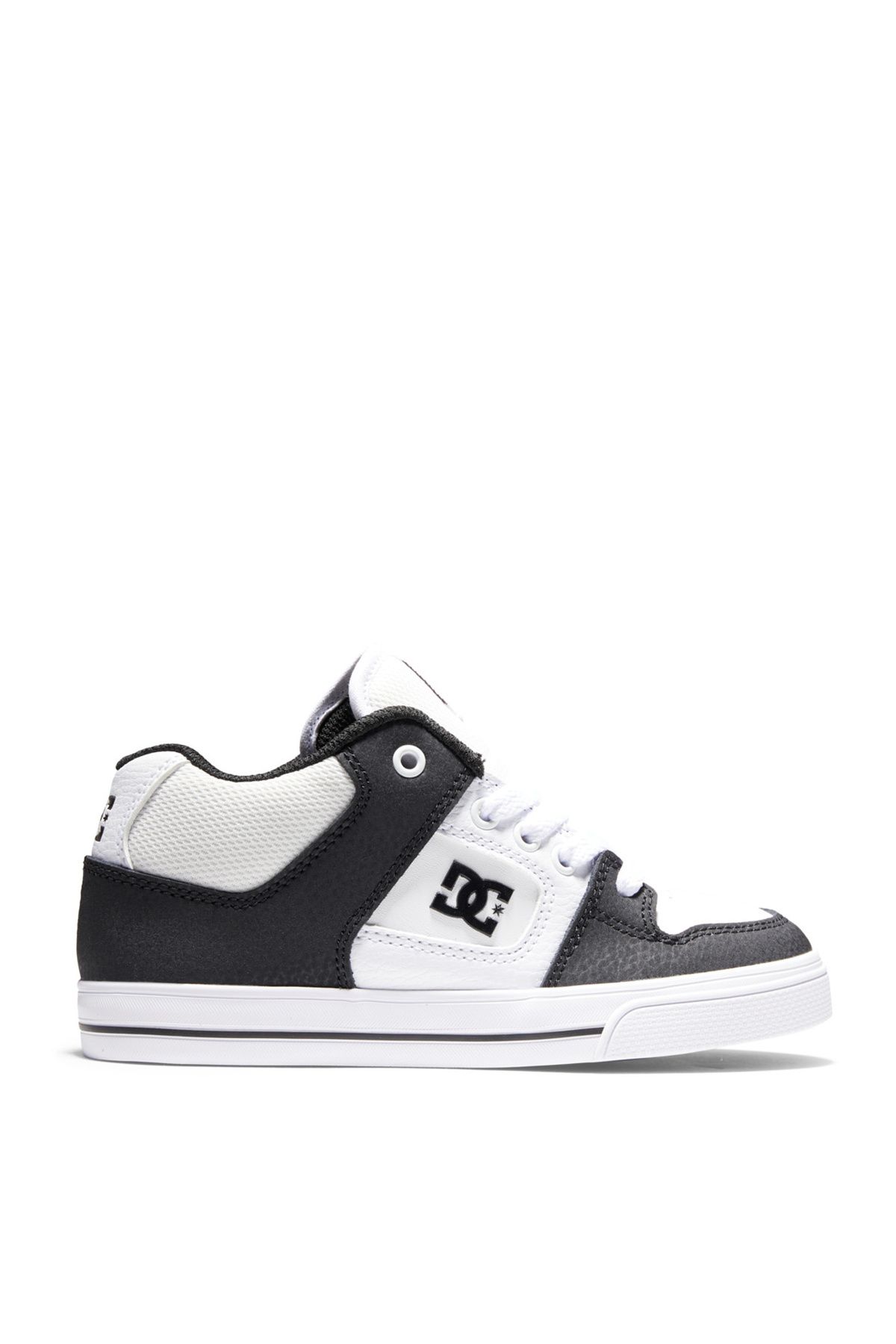 DC Siyah - Beyaz Erkek Çocuk Deri + Tekstil Yürüyüş Ayakkabısı ADBS300377