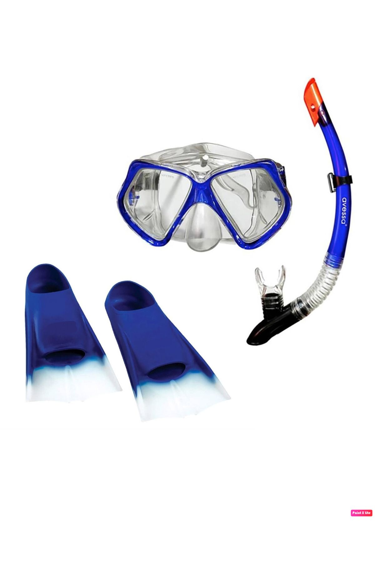 Avessa Premium Yetişkin Dalış Seti Mavi Şnorkel Set & Mavi Palet (39-41)