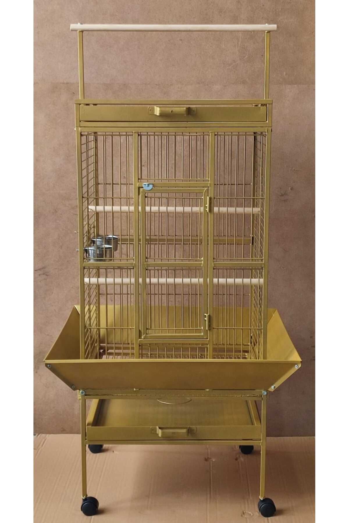 Artcage Lüks Gold Papağan Kafesi 61x56x165 Ayaklı Tekerlekli