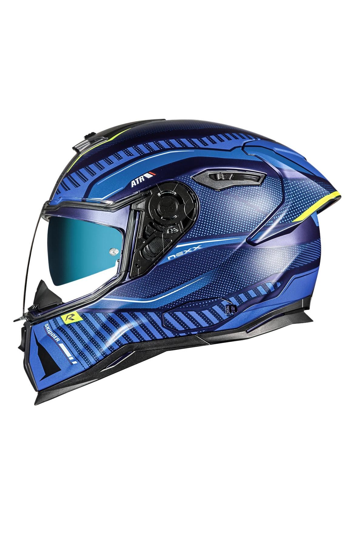 Nexx SX.100R SKIDDER MAT MAVİ-NEON SARI KASK MTDD