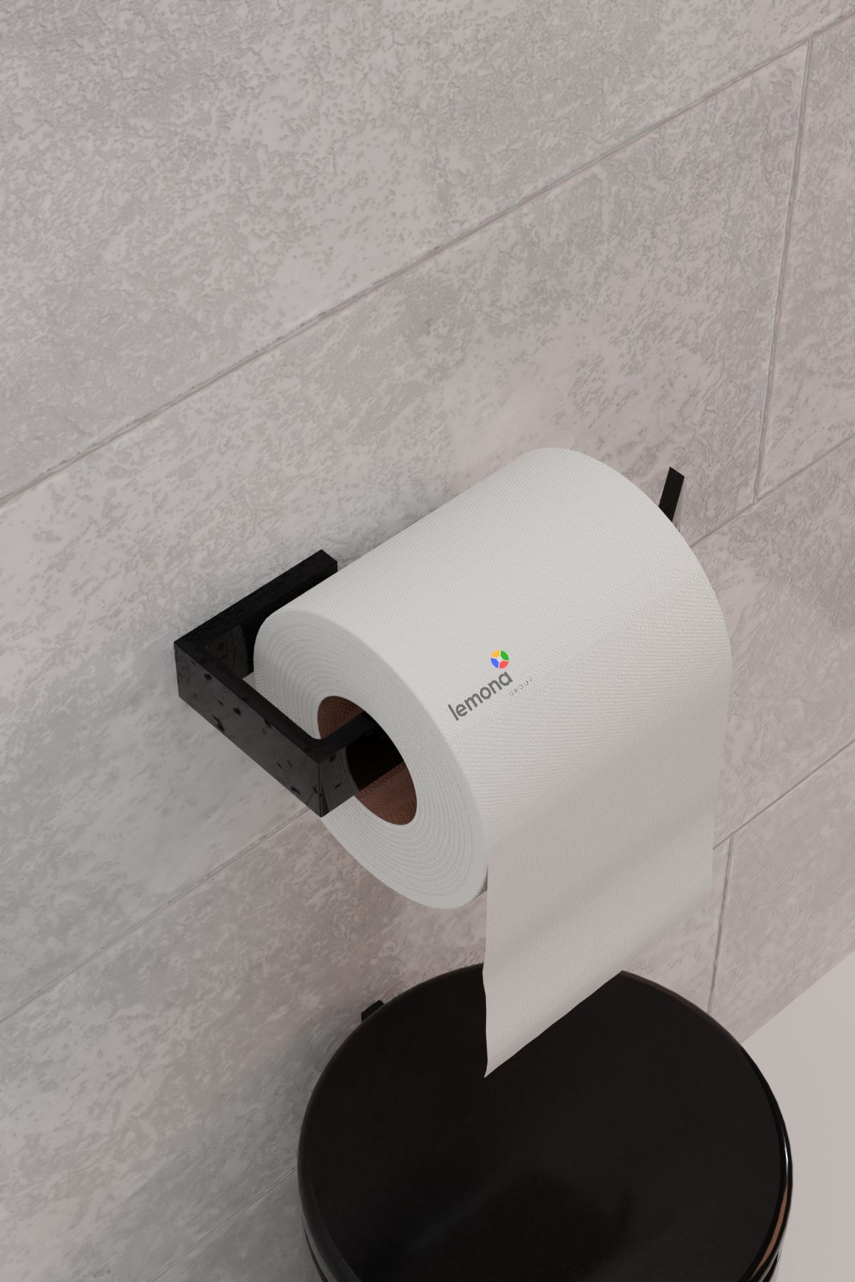 Lemona Mat Siyah Wc Kağıtlık & Tuvalet Kağıtlığı Tuvalet Kağıdı Yapışkanlı Kağıtlık