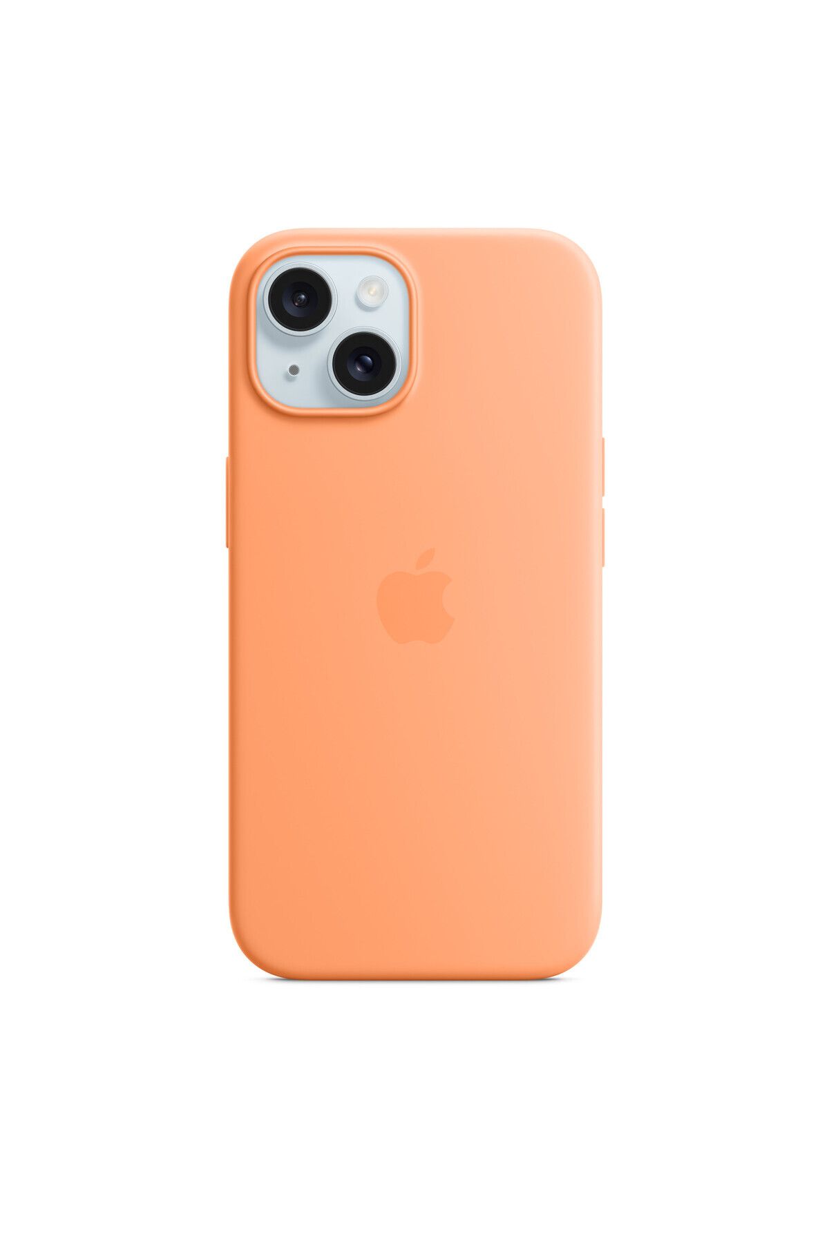 Apple iPhone 15 için MagSafe özellikli Silikon Kılıf - Turuncu Sorbe