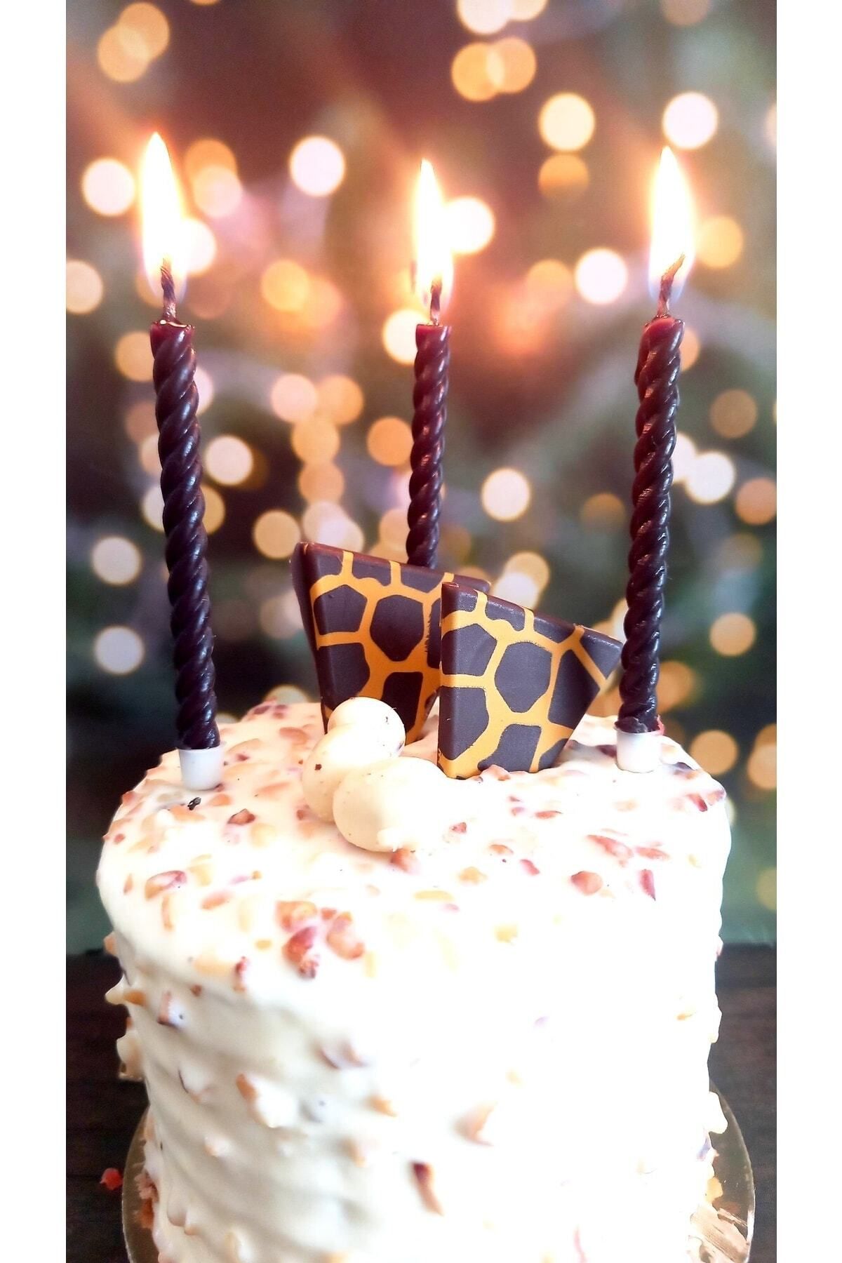 Petekoğlu (12 Adet Siyah) Balmumu Mum Doğal Petek Pasta Parti Mumu Doğym Günü Nişan Kına Gecesi Beeswax Candle