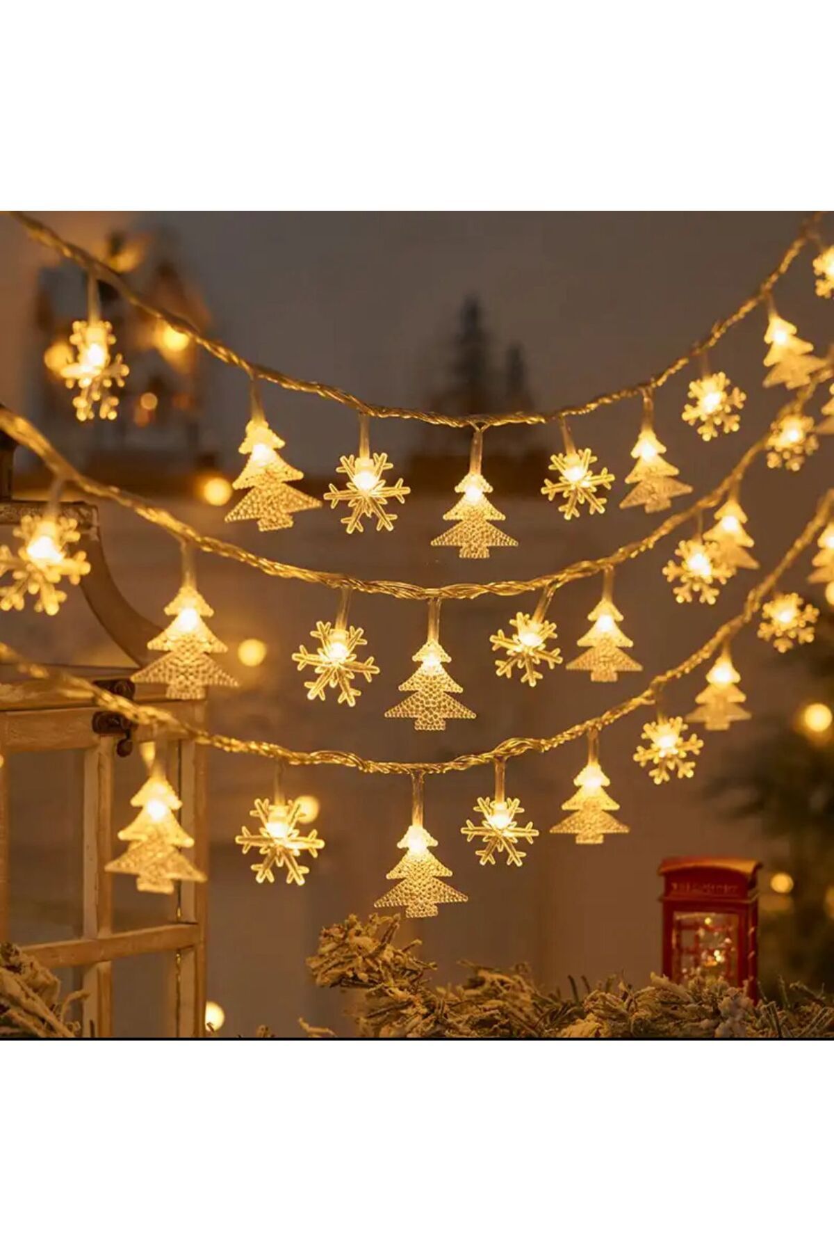 YuumiCo 3 Metre Yılbaşı Ağacı ve Kar Tanesi LED Işık - Noel Ağacı Led Işık - Kar Tanesi Led Işık