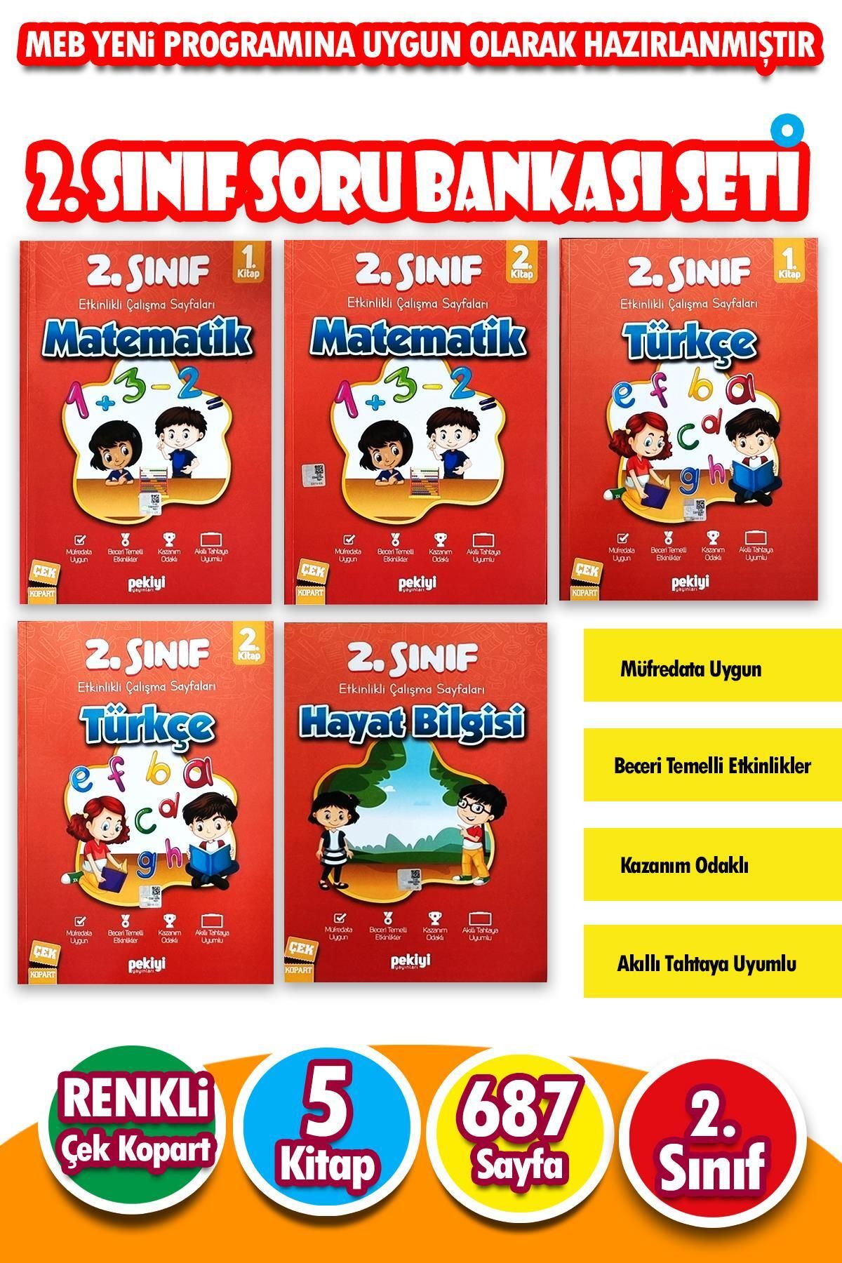 Harika Kitap 2.sınıf Soru Bankası Seti 5 Kitap Etkinlikli Çalışma Seti Matematik Türkçe Hayat Bilgisi