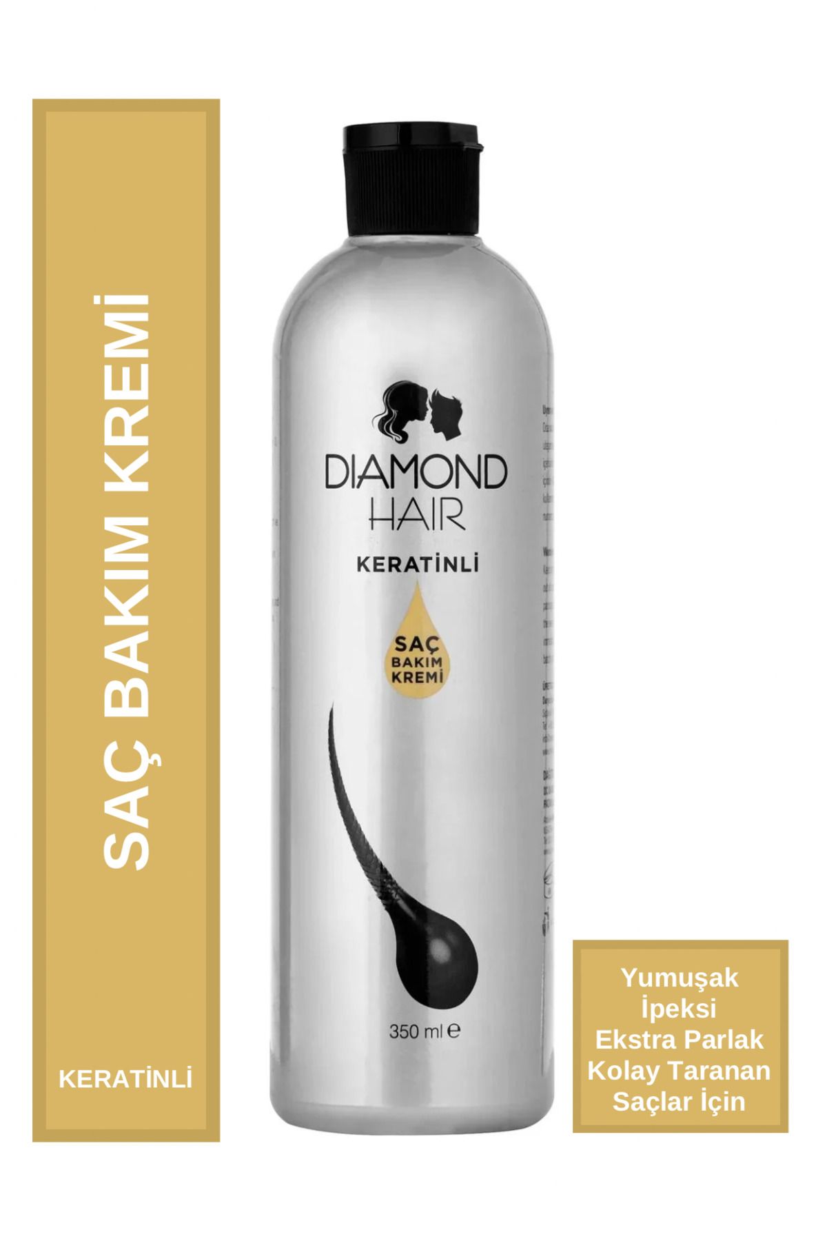 DIAMOND HAIR Keratinli Saç Kremi - Nemlendirici, Yumuşatıcı, Parlaklık Verici - Pürüzsüz, Kolay Taranan Saçlar