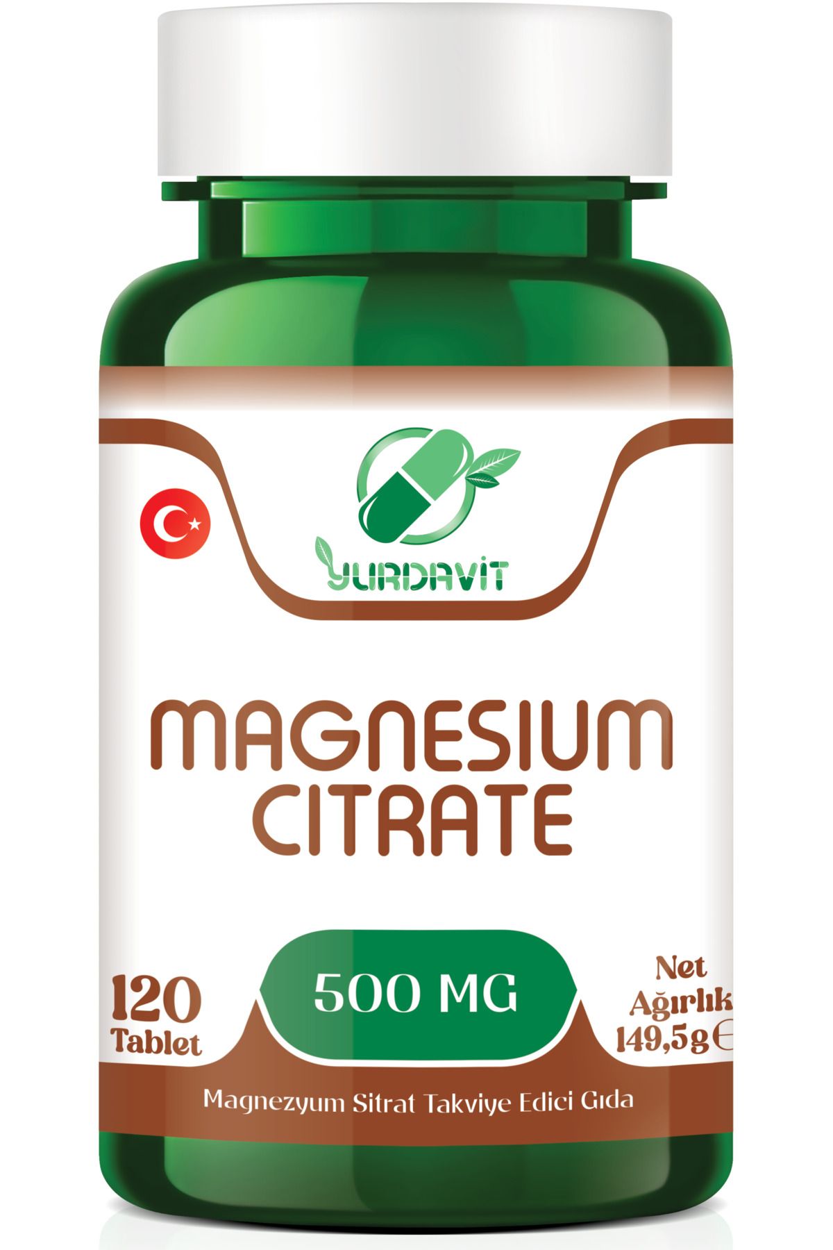 Yurdavit Magnezyum Sitrat 500 Mg 120 Tablet Magnesium Citrate