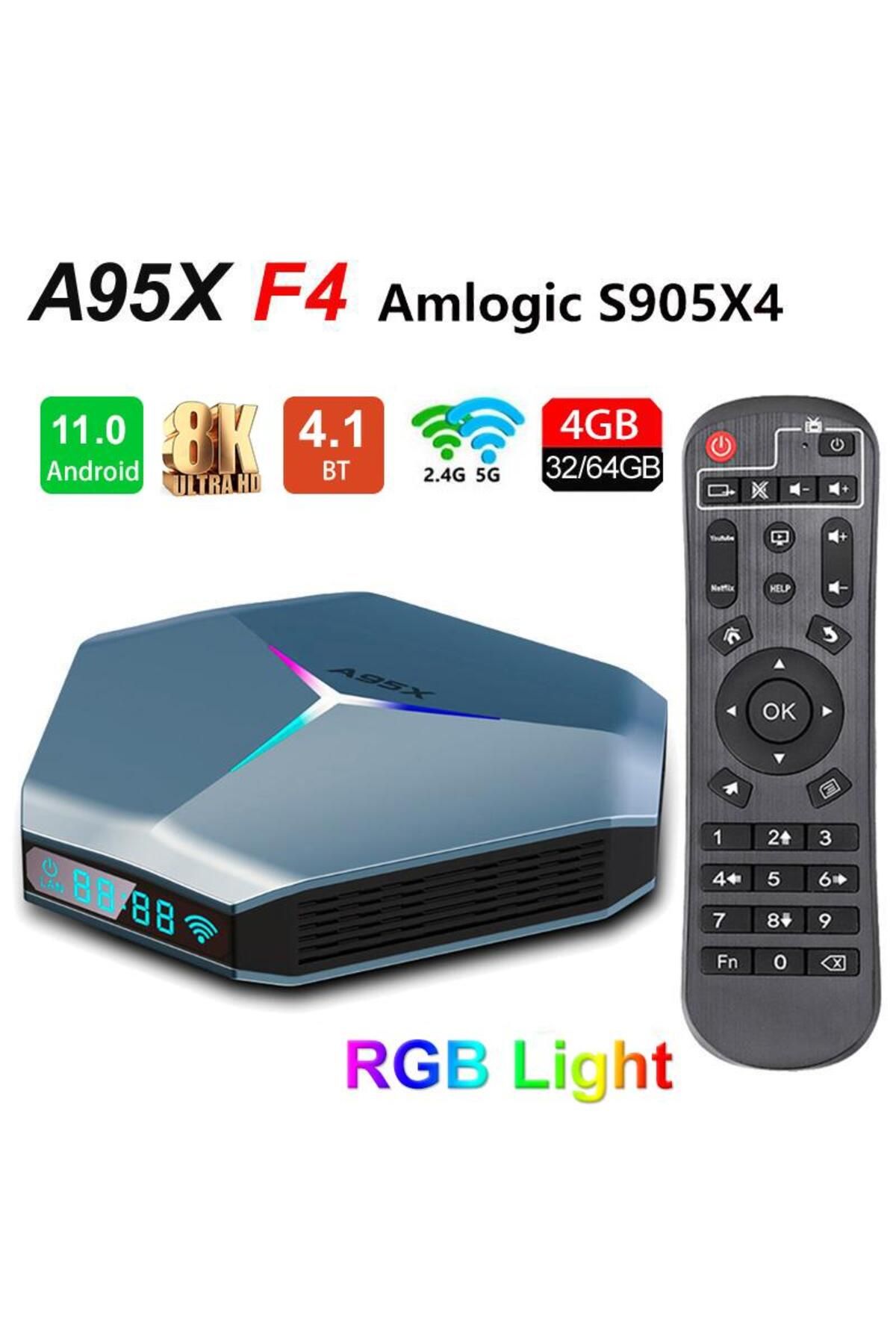 a95x / F4 Android 11 Amlogic S905x4 / 4gb / 32gb Tv Kutusu 2.5g 5g Wıfı Bluetooth 4.2 8k Hdr