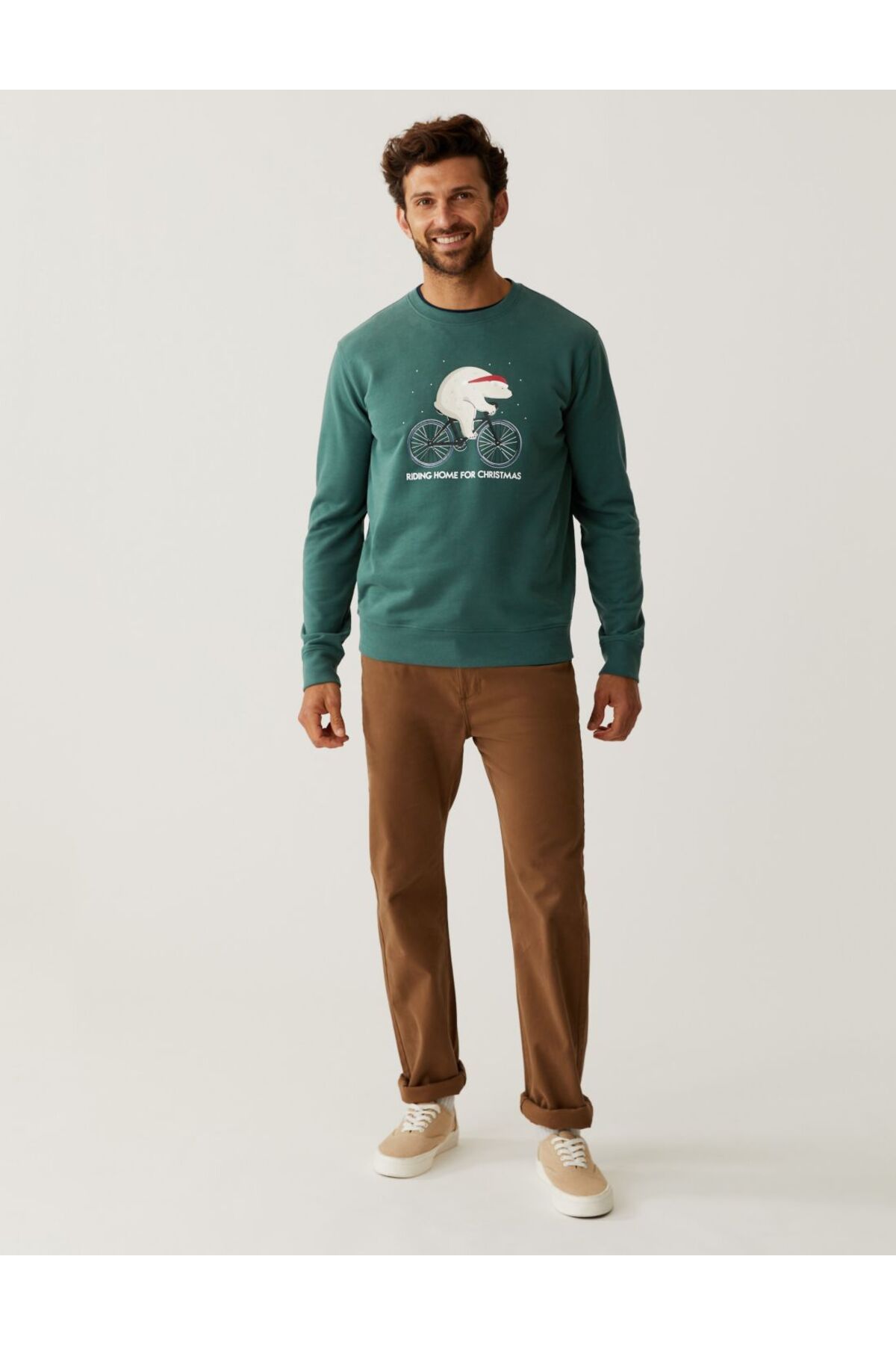 Marks & Spencer Saf Pamuklu Yılbaşı Temalı Sweatshirt