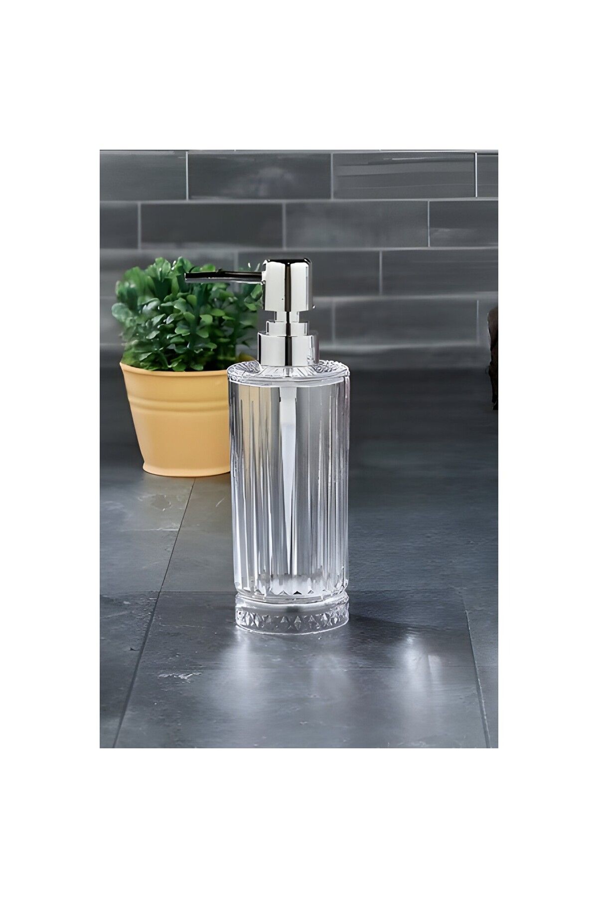 B.A.Y.NUVOLA Sıvı Sabunluk Kristal Gümüş Kapak Banyo Mutfak Sabunluk -Cam Değildir-