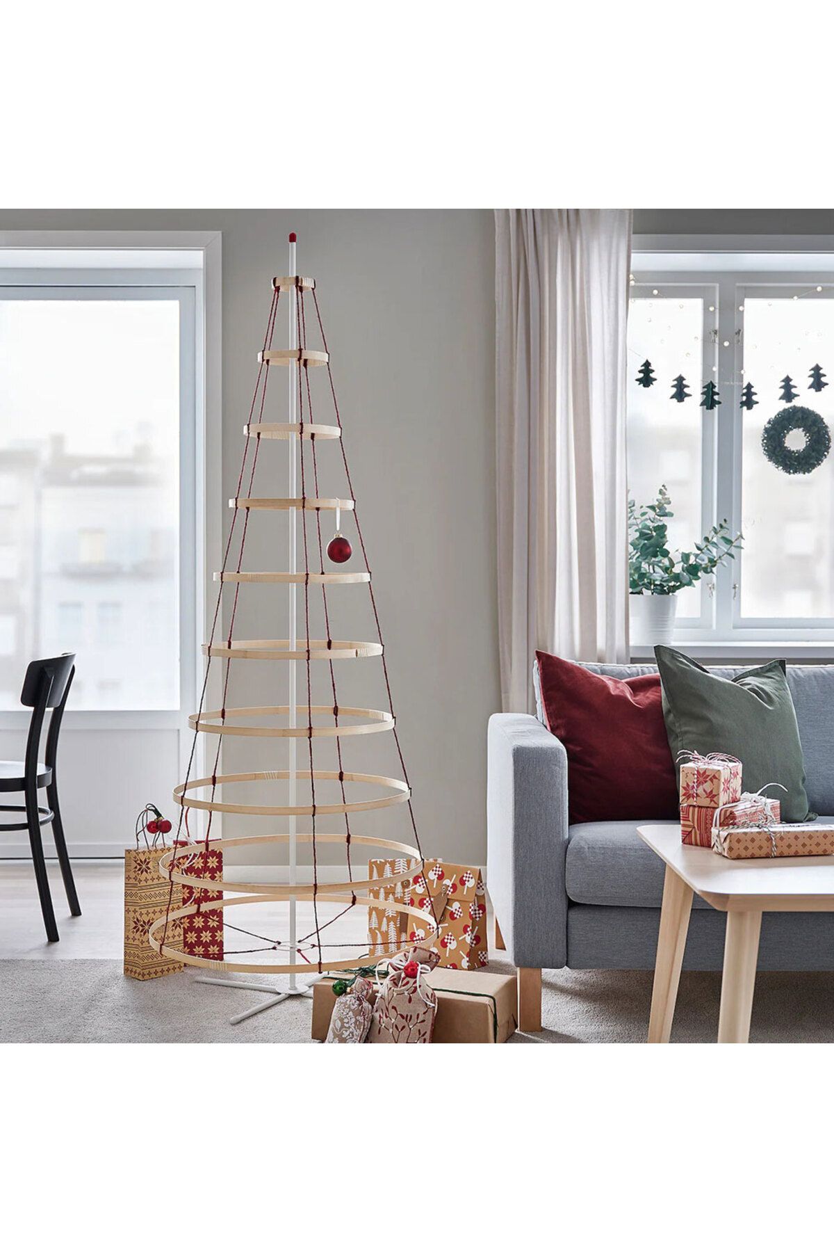 IKEA Vinter 2021 Ahşap Asmalı Yılbaşı Ağacı, 181 cm Ahşap 80 x 180 Kahverengi Retro