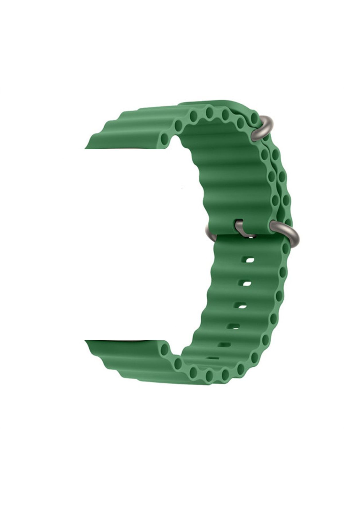 Gpack Apple Watch 9 45mm Kordon Yeni Dizayn Silikon HS05 Koyu Yeşil