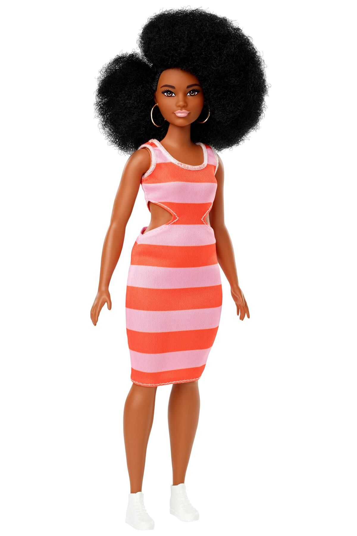 Barbie Fashionistas Bebek ve Aksesuarları Yuvarlak Hatlı, Kabarık Kıvırcık Saçlı  FXL45-FBR37