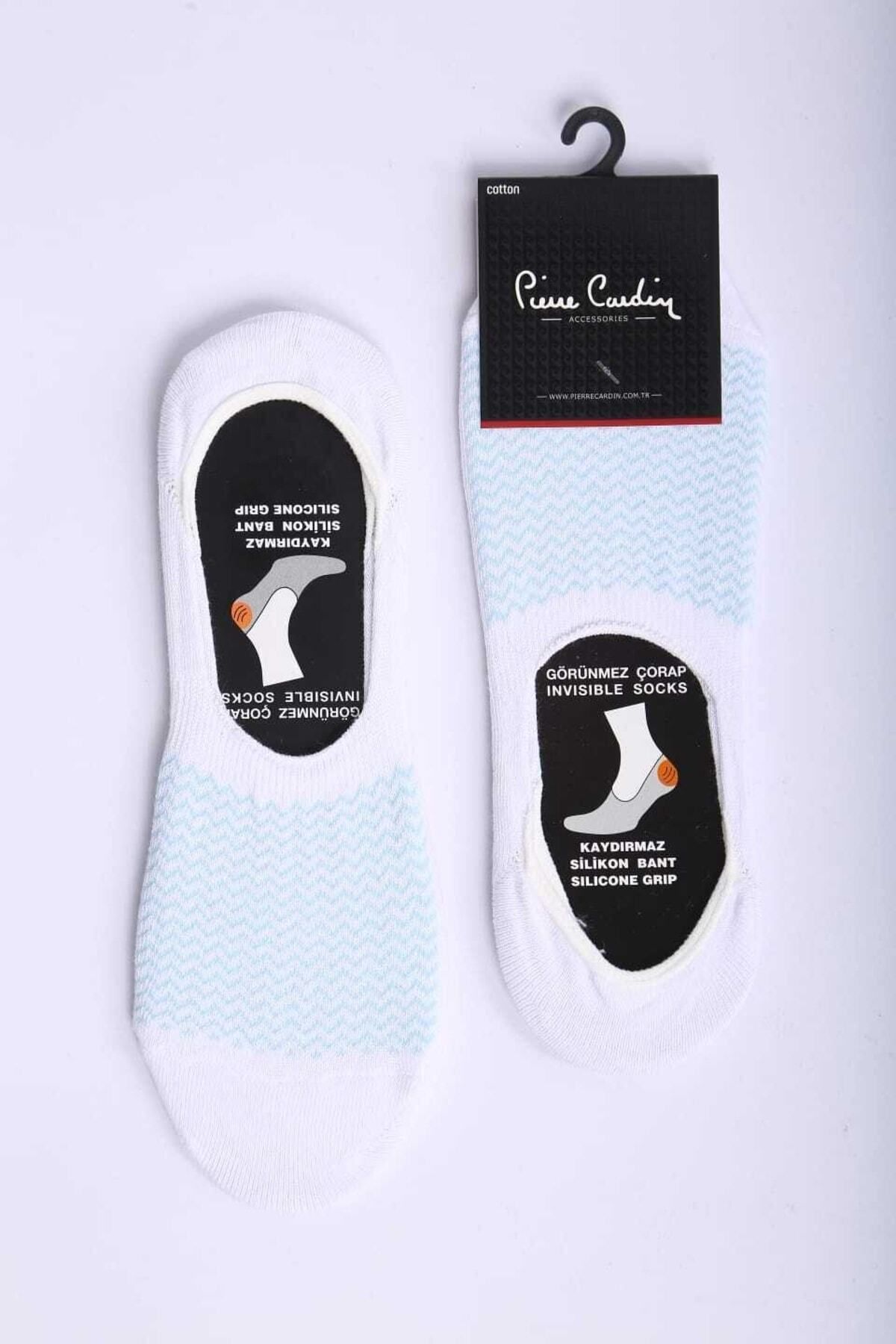 Pierre Cardin Piere Cardin Pamuk 6'lı Beyaz Kaymaz Slikon Bantlı Uisex Babet Çorap Pc-403