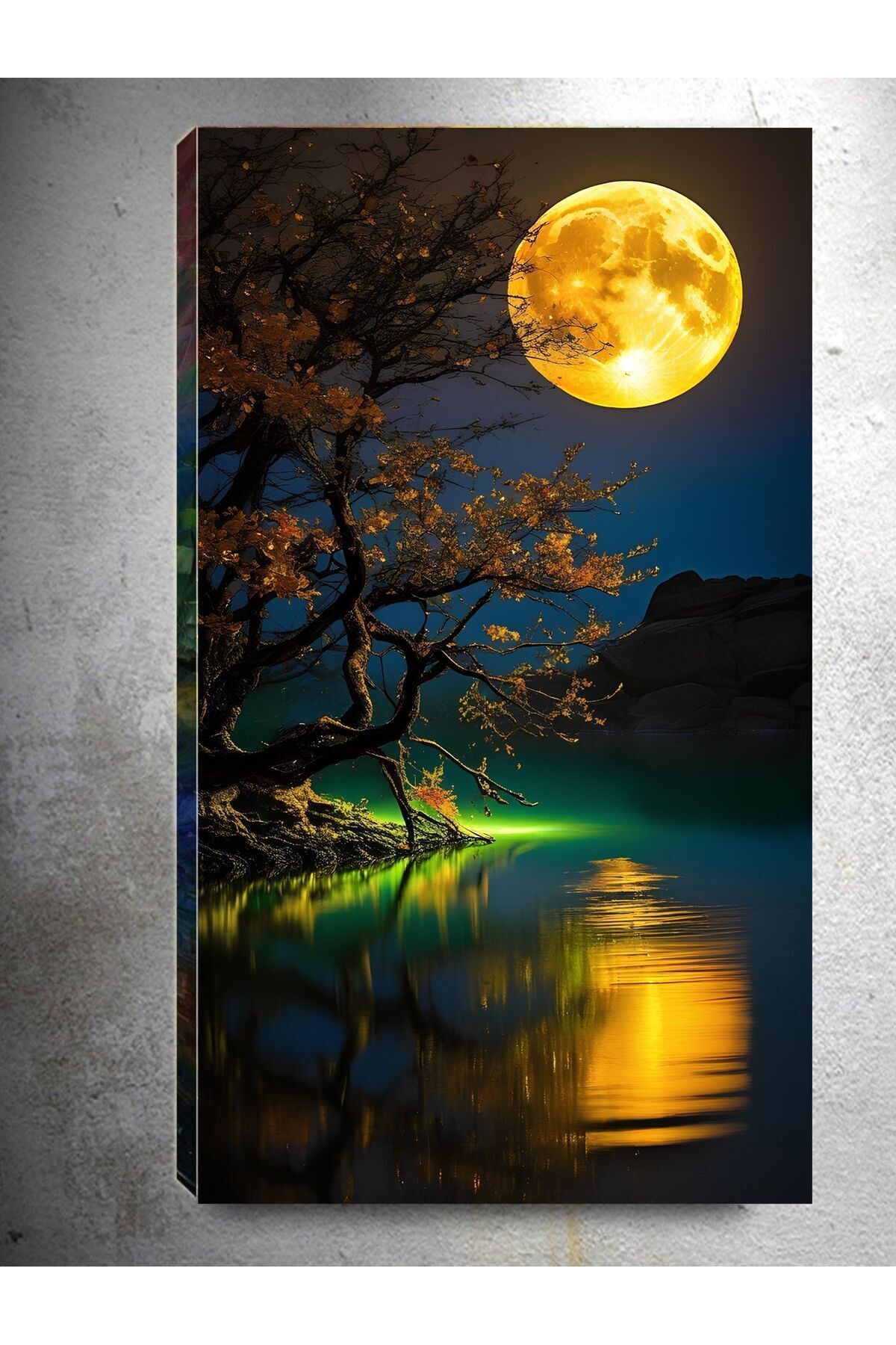 TRADE AYS Ayın Gece Görünümü Dekoratif Kanvas Duvar Tablo