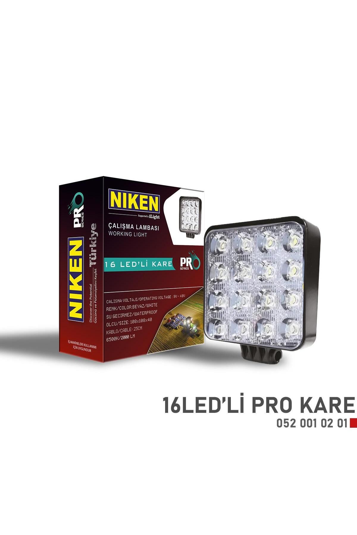 Niken Calışma Lambası Pro 16 Ledli Kare 12v 24v 052 001 02 01