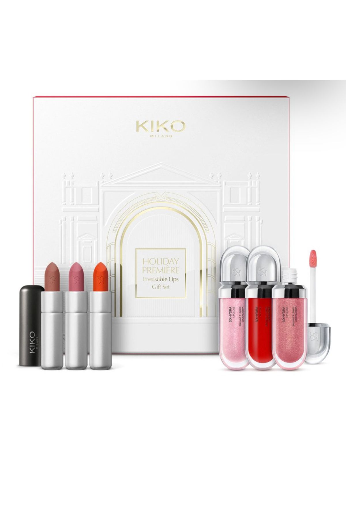 KIKO HOLIDAY PREMIÈRE IRRESISTIBLE LIPS GIFT SET hediye seti: 3 mat ruj ve 3 dudak parlatıcısı
