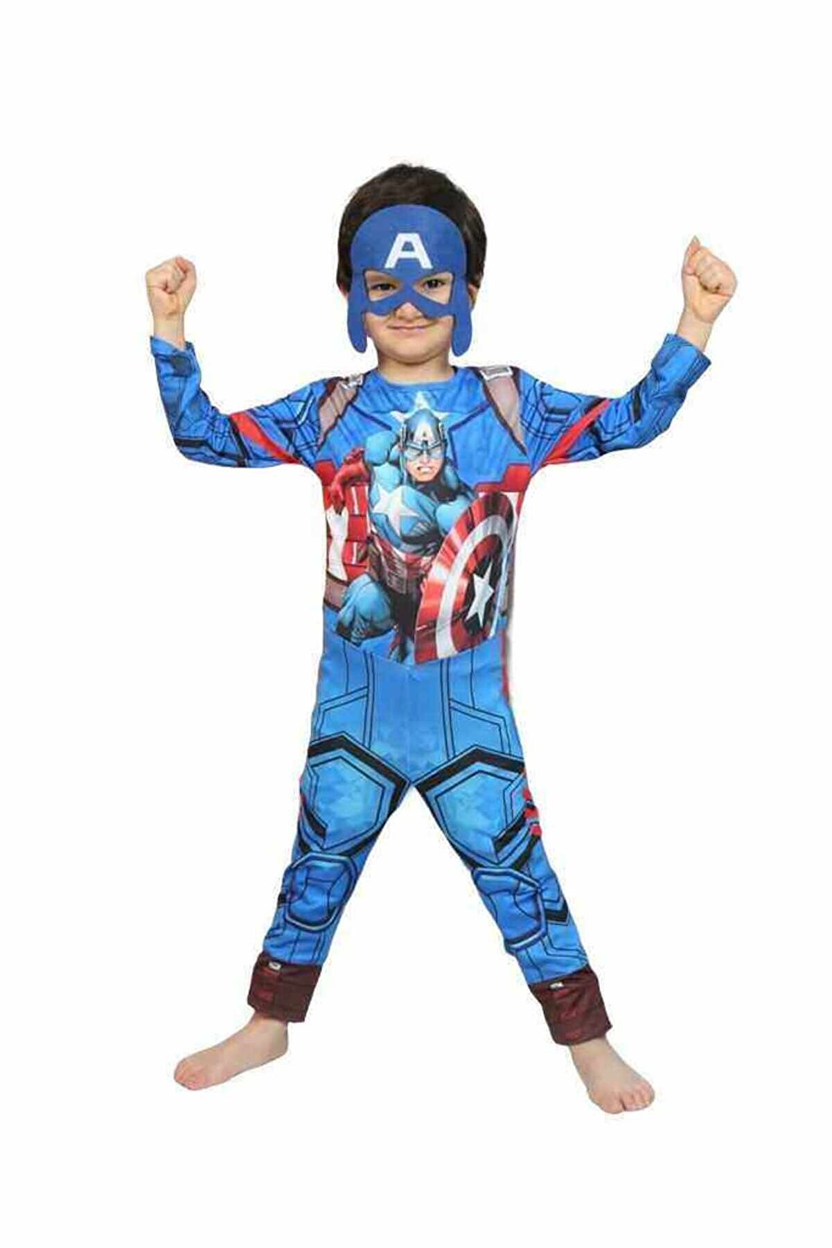 Folklor Kostüm ve Org Kaptan Amerika Kostümü - Süper Kahraman Kostümü