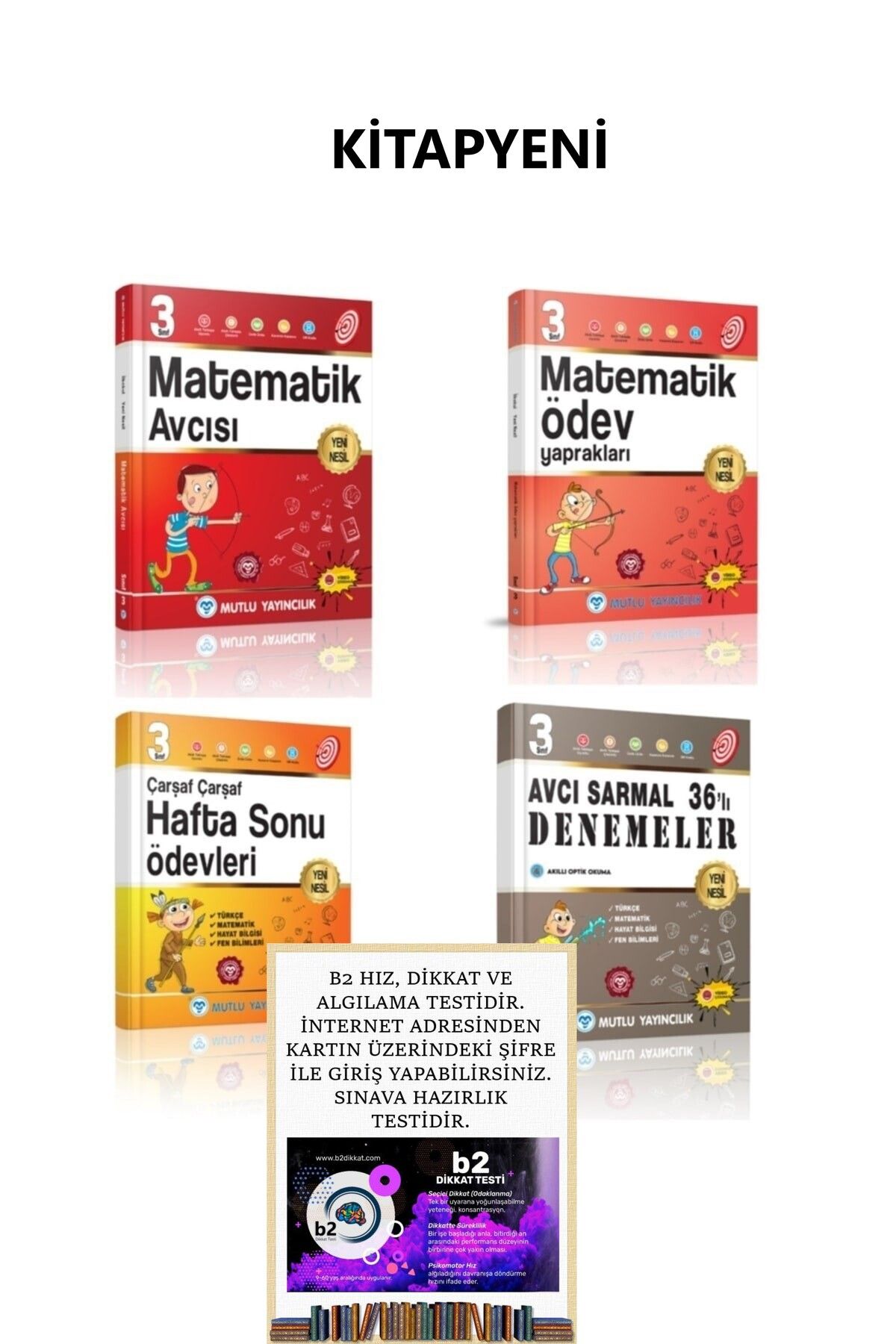 Mutlu Yayıncılık Mutlu Yayınları 3. Sınıf Avcı 4'lü Set B2 Dikkat Testi