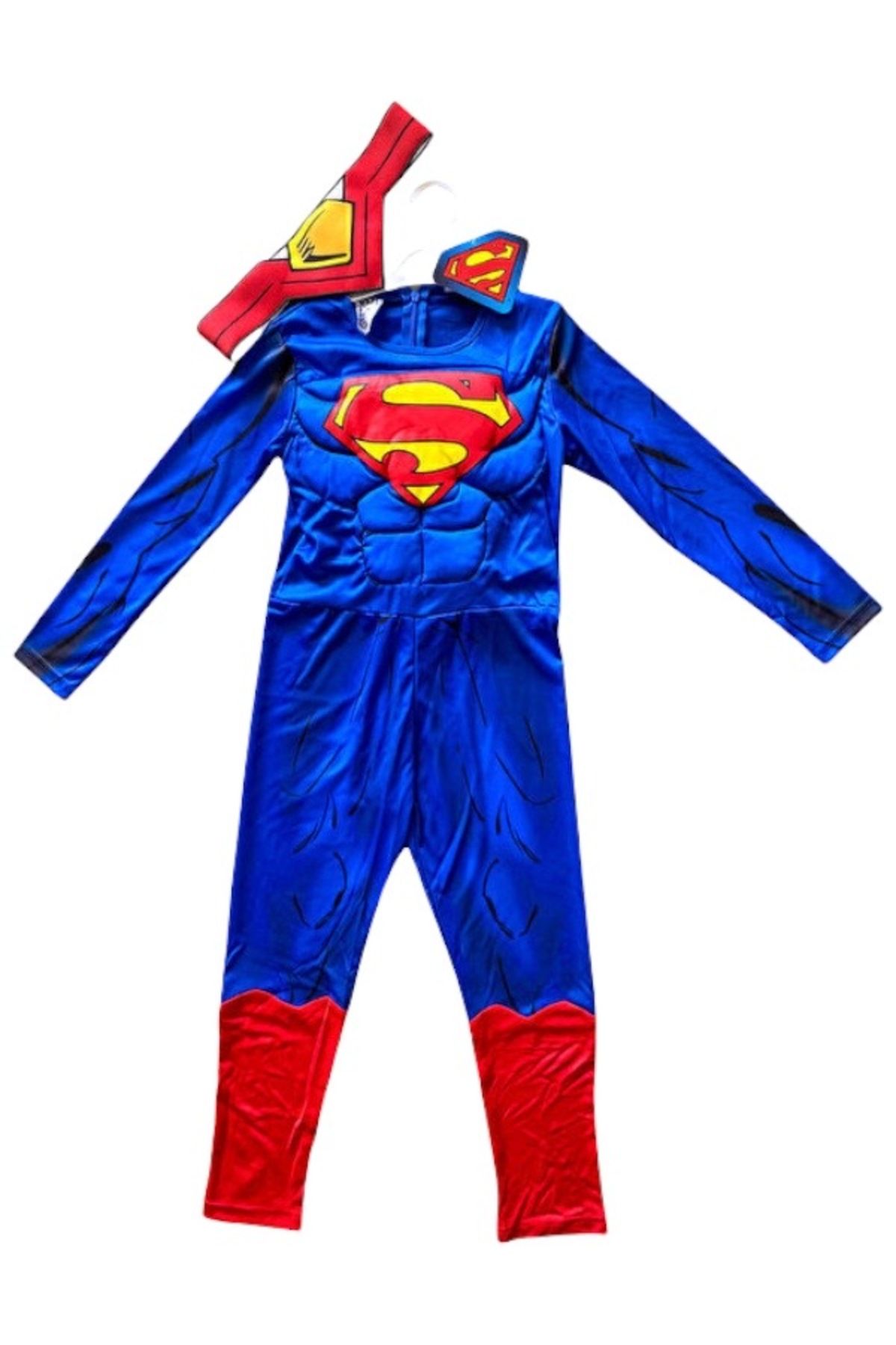 Superman kostümü kaslı çocuk Süpermen kostümü süper kahraman parti özel gün kıyafeti
