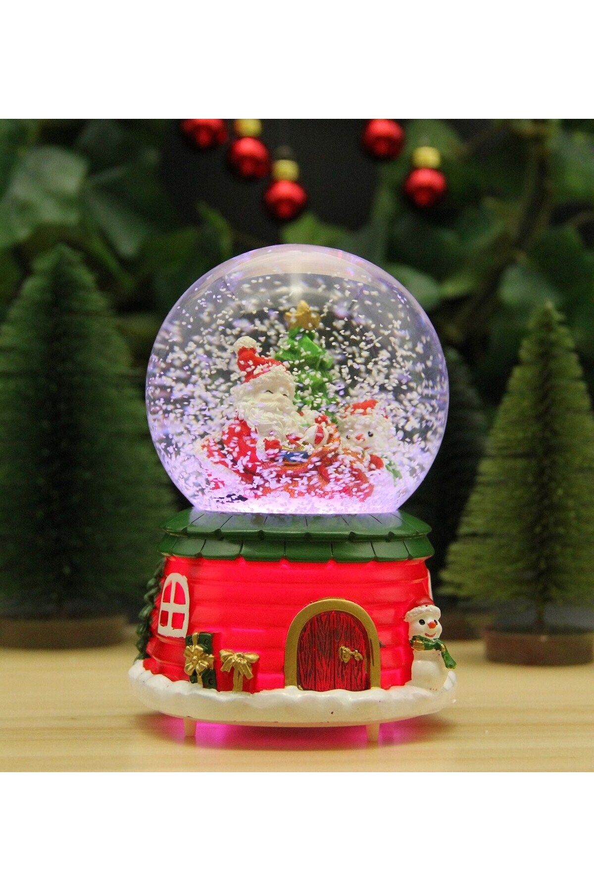 Nikadu Yılbaşı Kar Küresi Noel Işıklı ve Müzikli Christmas Kardan Adam ve Noel Baba