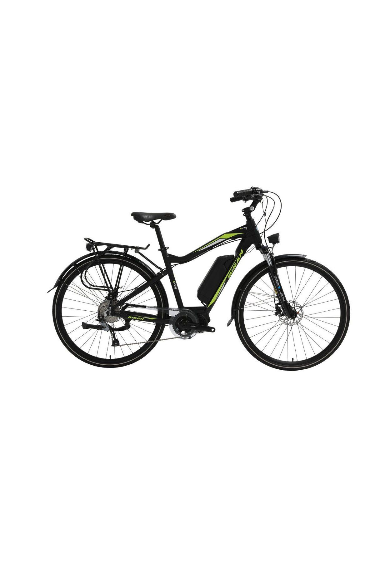 Bisan E-City Elektrikli Şehir Bisikleti Siyah-Yeşil-48 cm