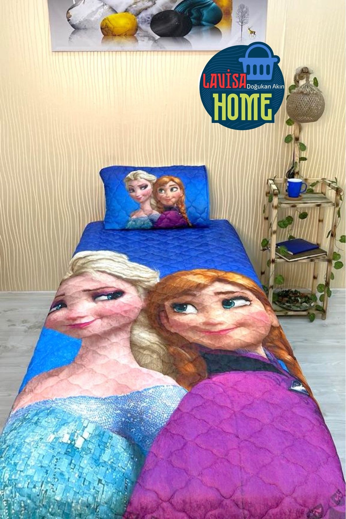 Lavisa Tek Kişilik Çoçuk Nevresim Takımı (Yastık, Çarşaf ve nevresim kılıfı) Elsa Model