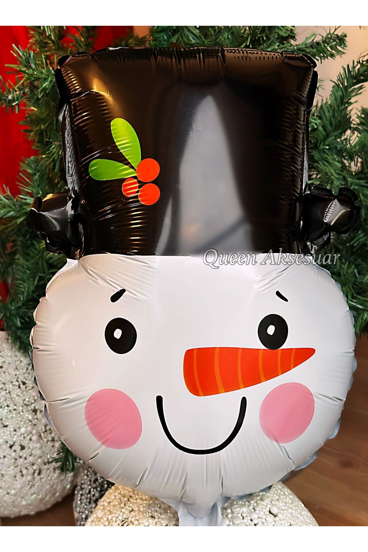 QUEEN AKSESUAR İthal lüks yılbaşı dev büyük boy sevimli kardan adam folyo helyum balon dekorasyon süs