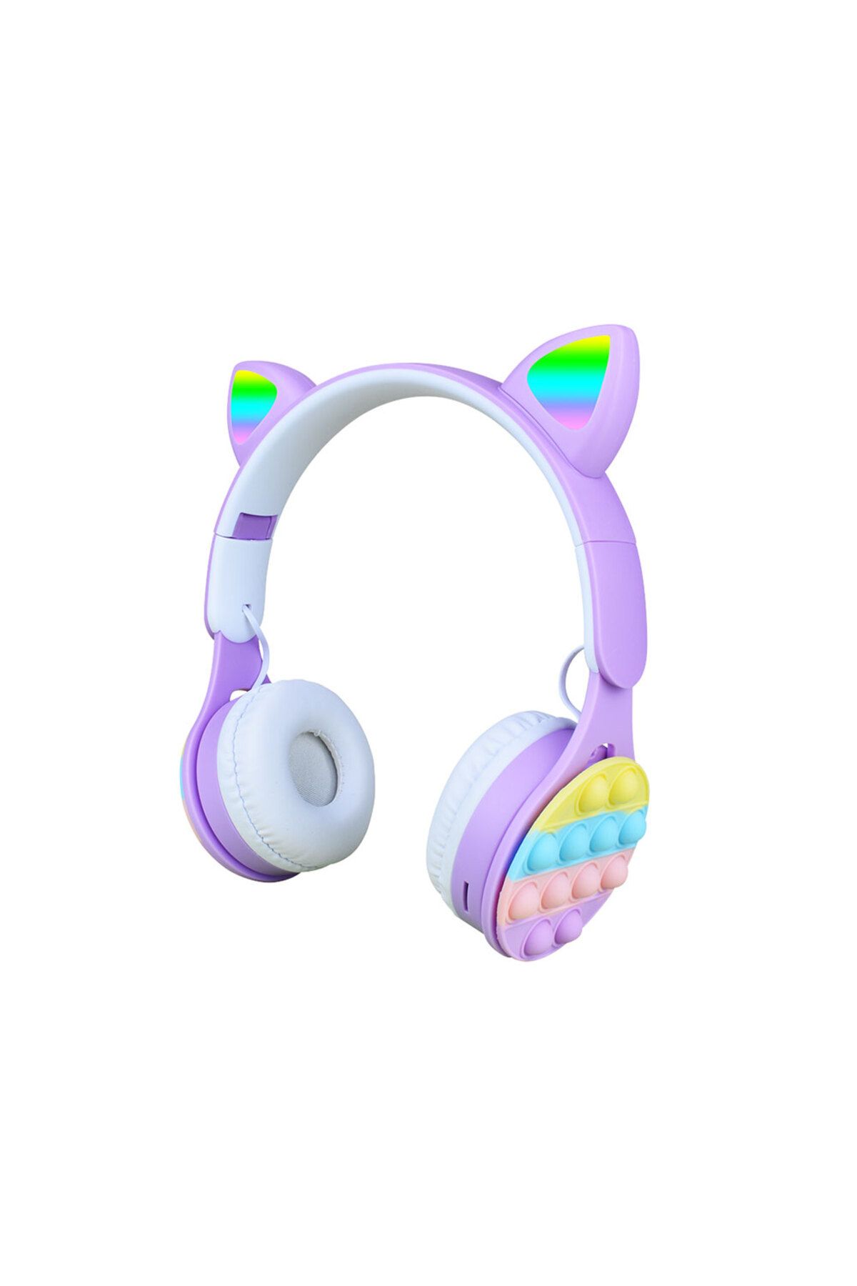 morfide Zore B30 RGB Led Işıklı Kedi Kulağı Band Tasarımı Ayarlanabilir Katlanabilir Kulak Üstü Bluetooth K