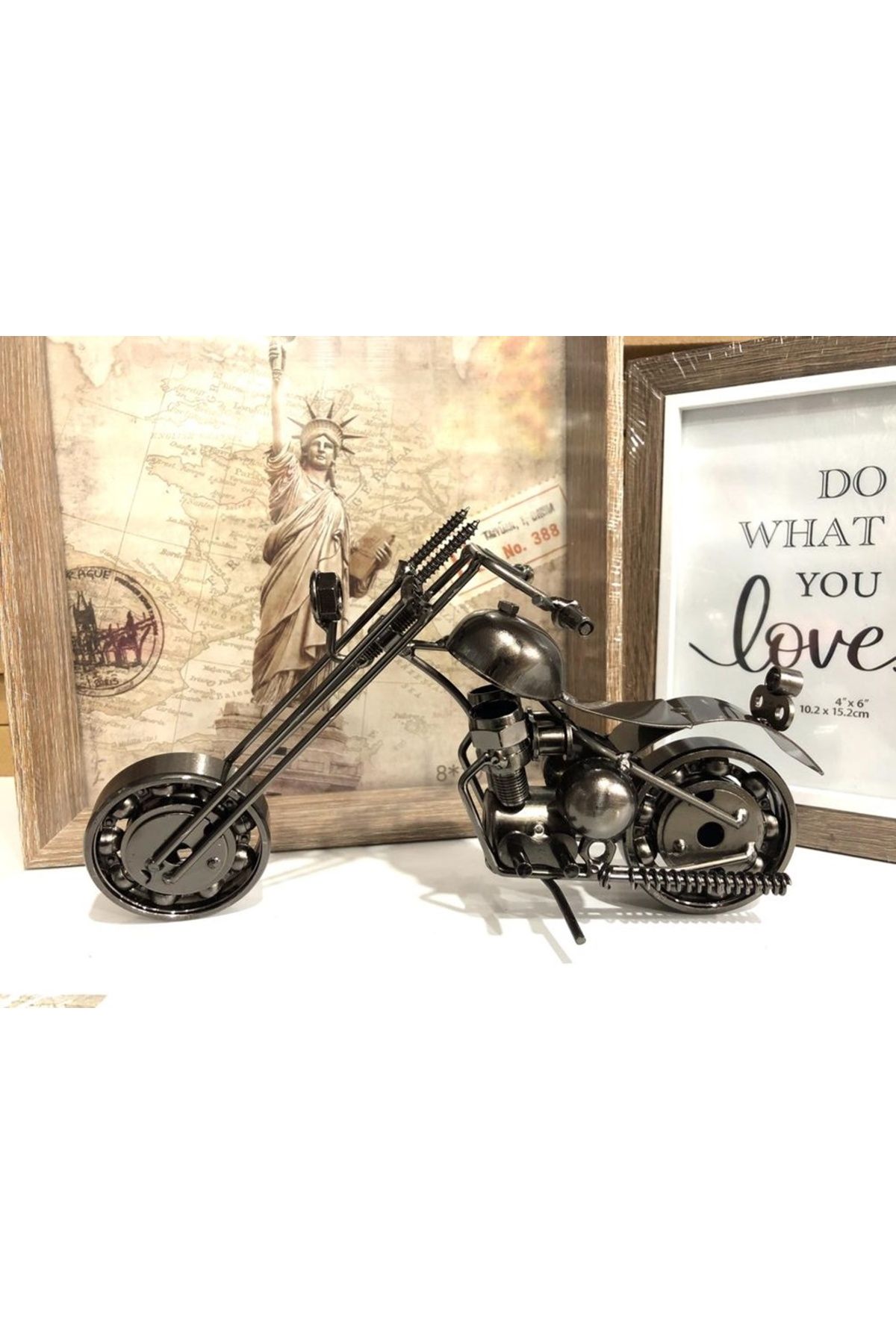 cosy home gift El Yapımı Motor Büyük Boy 19 cm Foksiyonlu Harley Davidson Metal Klasik