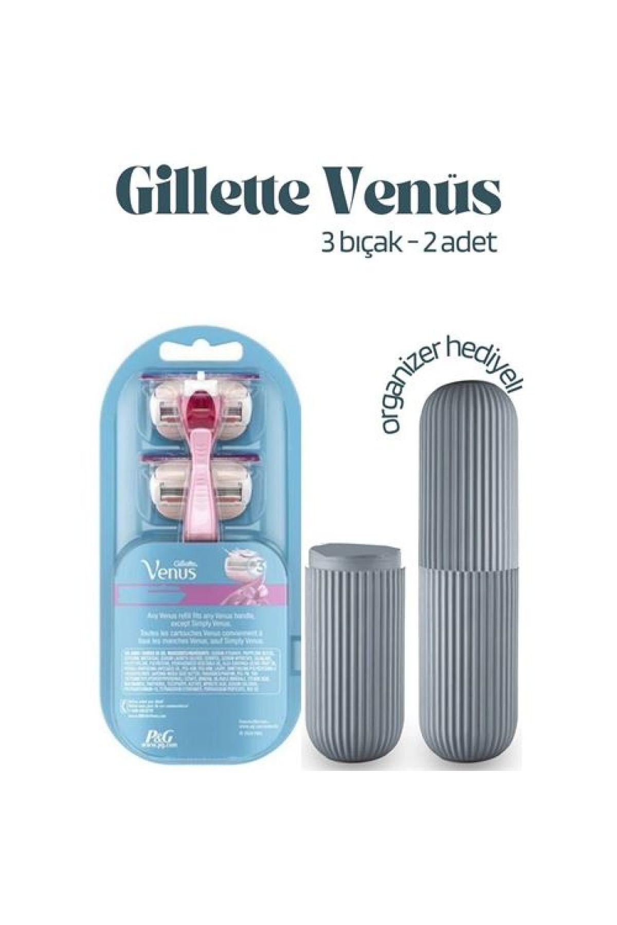 Transformacion Gillette Venus 3 Bıçaklı 2 Yedek Banyo Tıraş Bıçağı Özel Kutu Hediyeli Set