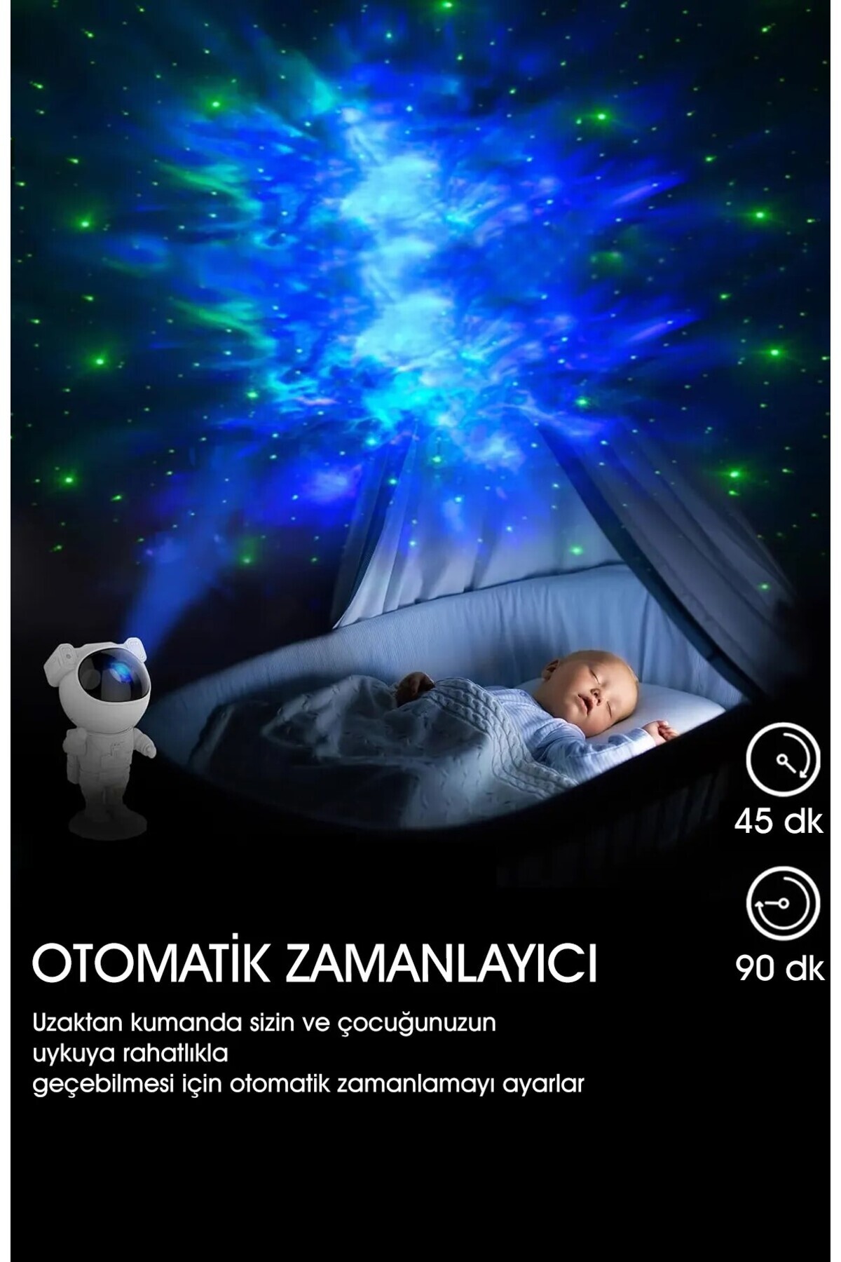 obrigado Tavan projeksiyon kumandalı Astronot Galaksi Projeksiyon Çocuk Odası Lamba