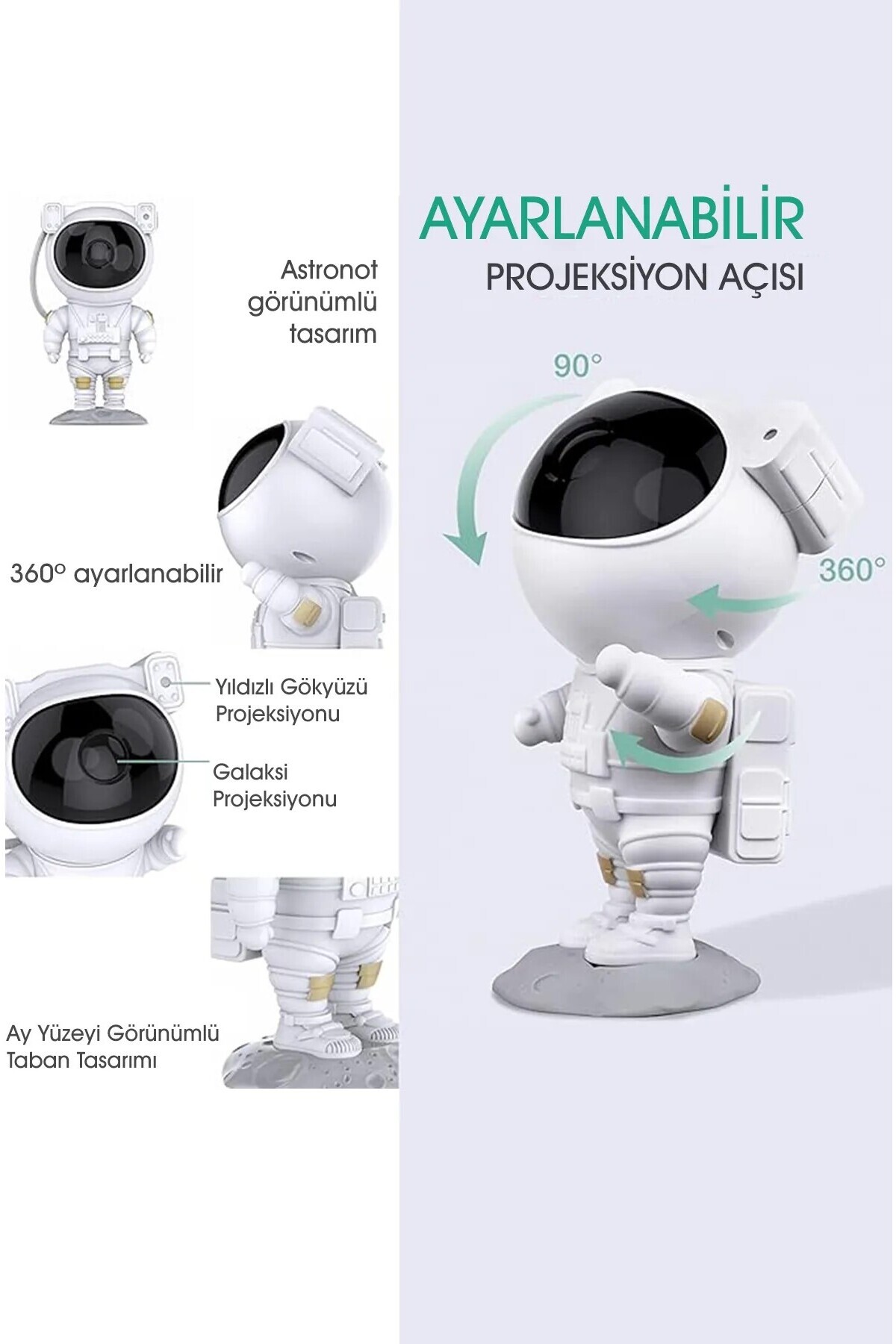 obrigado Tavan projeksiyon kumandalı Astronot Galaksi Projeksiyon Çocuk Odası Lamba