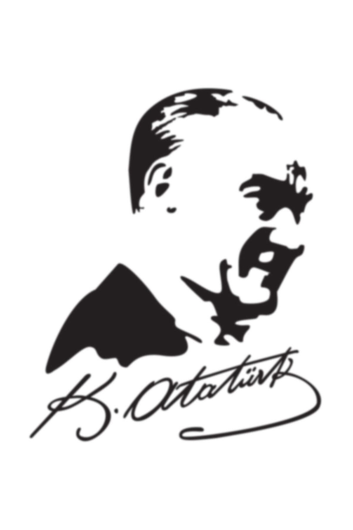 Otografik Imzalı Atatürk Silüeti Oto Sticker 15x19cm Ata13