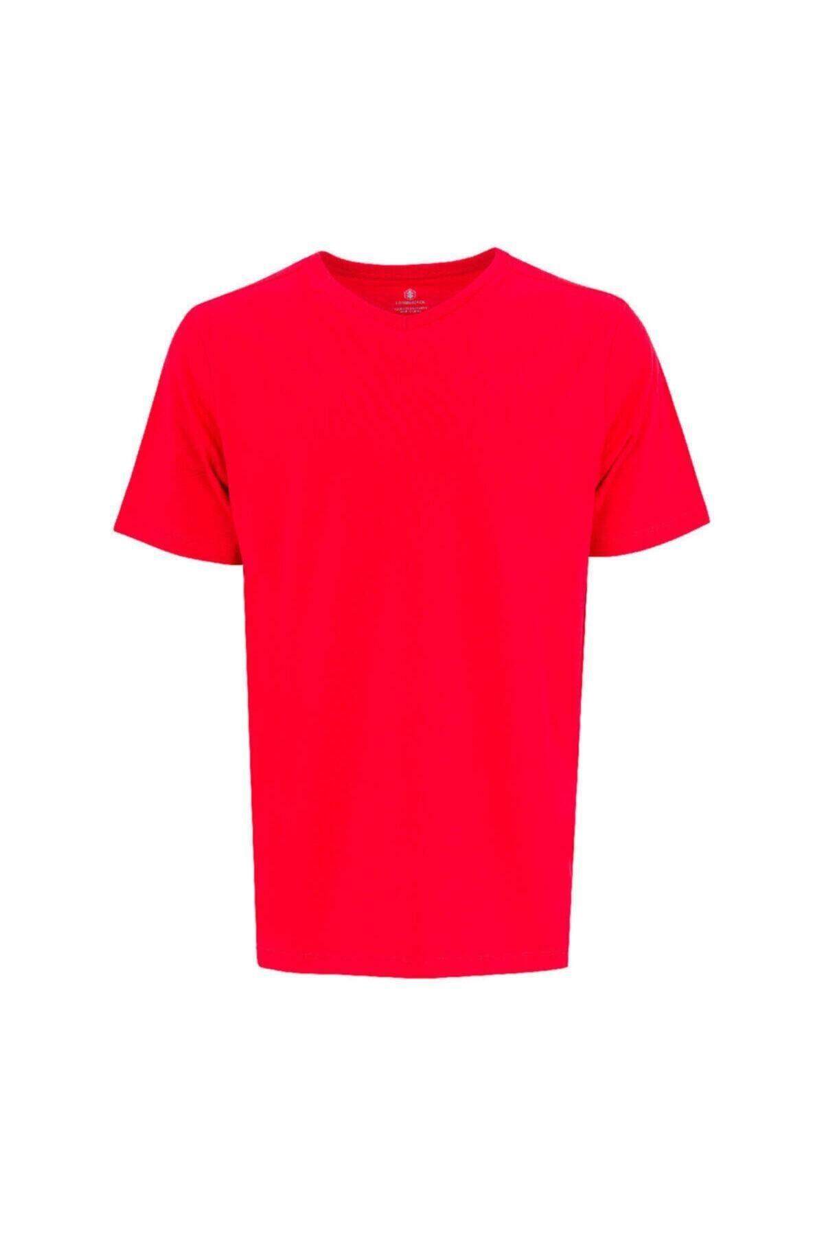 Lumberjack Erkek T-shirt Kırmızı As00541817 100581738 Ct106 Basic V Neck