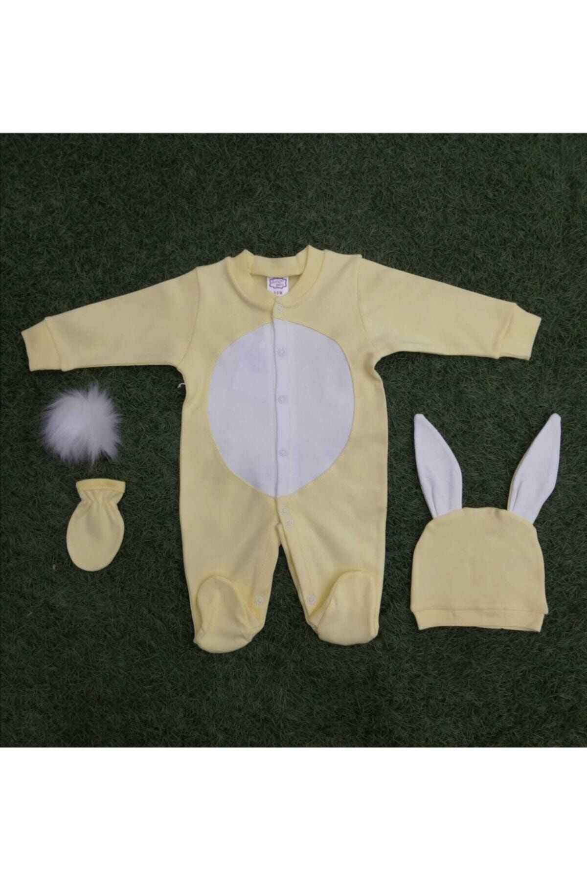 SONEM BABY Unisex Bebek Sarı Tavşanlı Tulum Seti